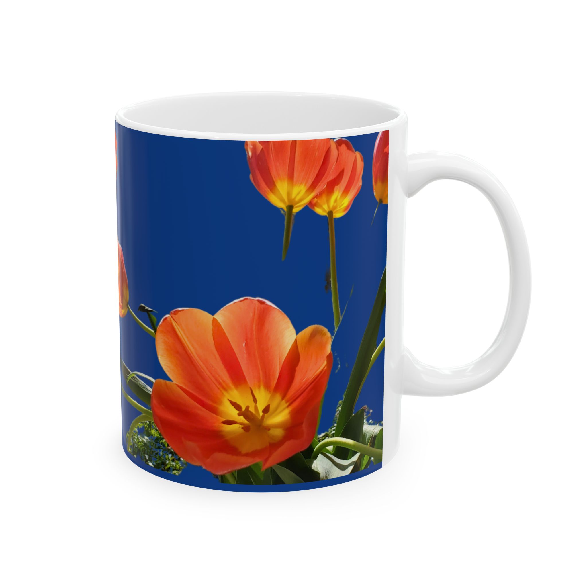 Coffee Mug Tulips on Blue - Image 4