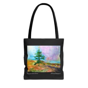 Tree Painting Tote Bag Original Art Colorado Fir, Black Tote