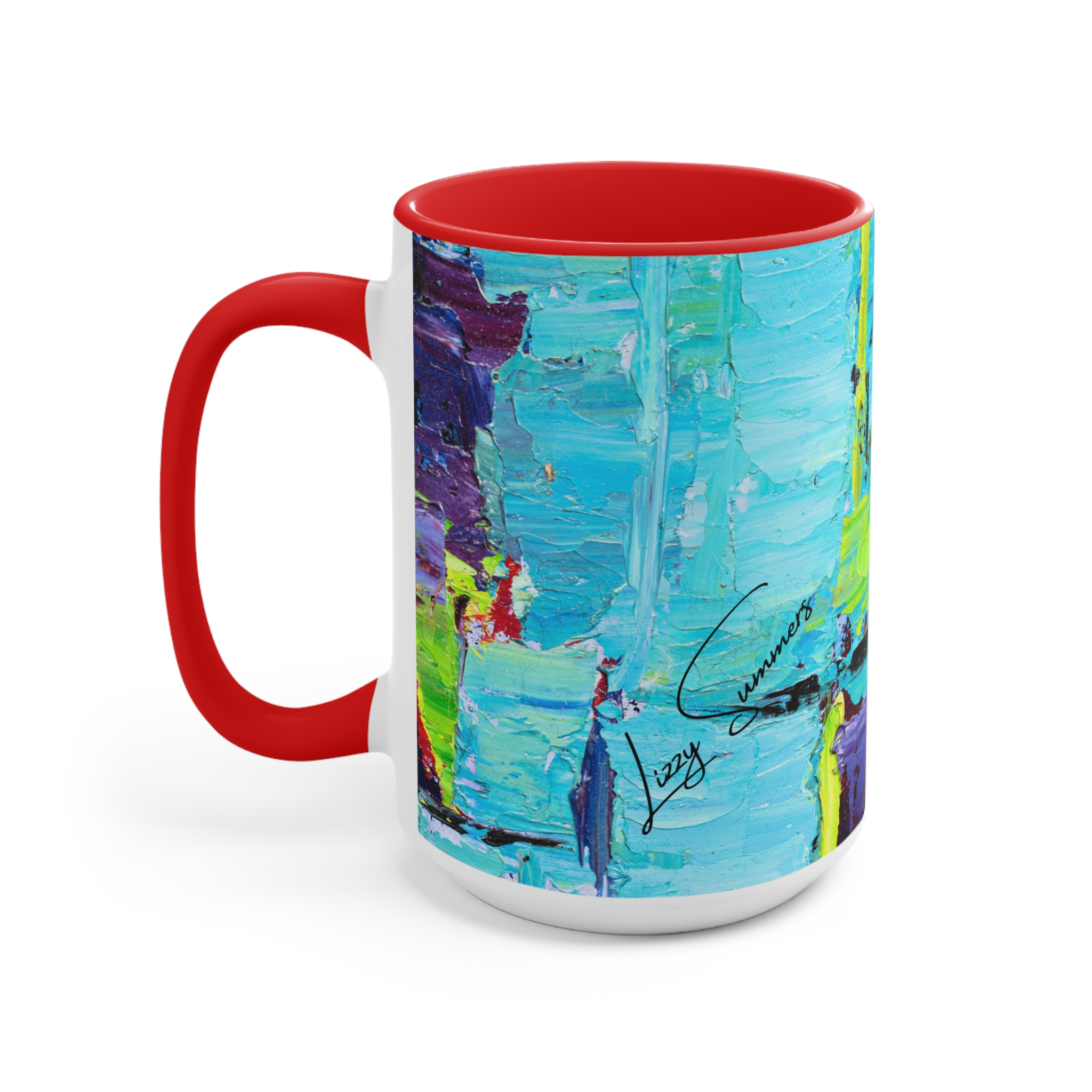 Coffee Mug Bold Red and Sky Blue - Image 14