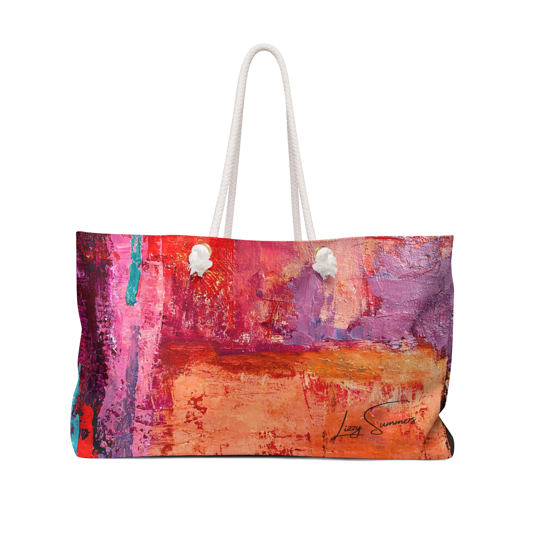 Warm Orange and Red Painterly Weekender Tote bag