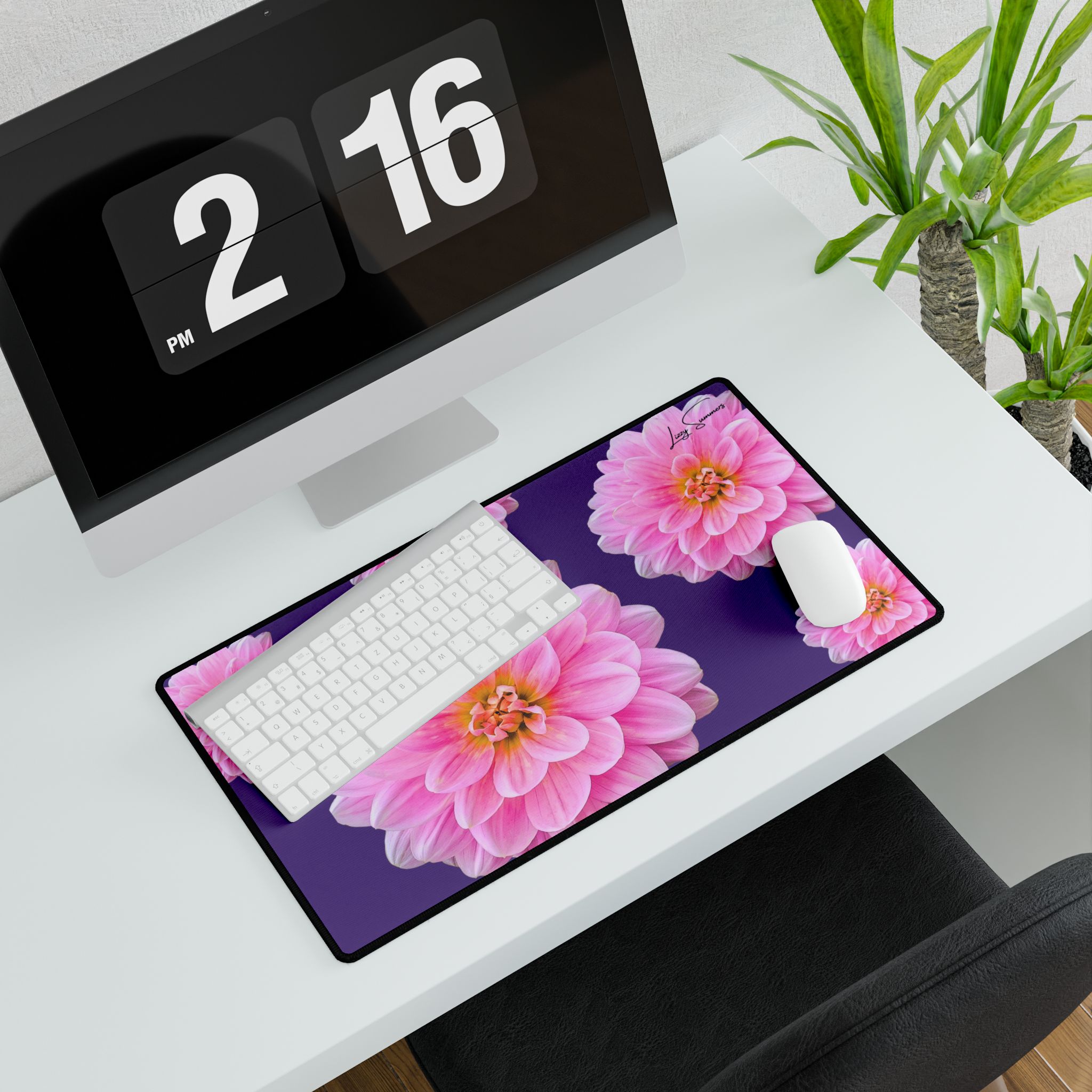 Pink Flower on Purple Dest Mat Desk Pad - Image 11