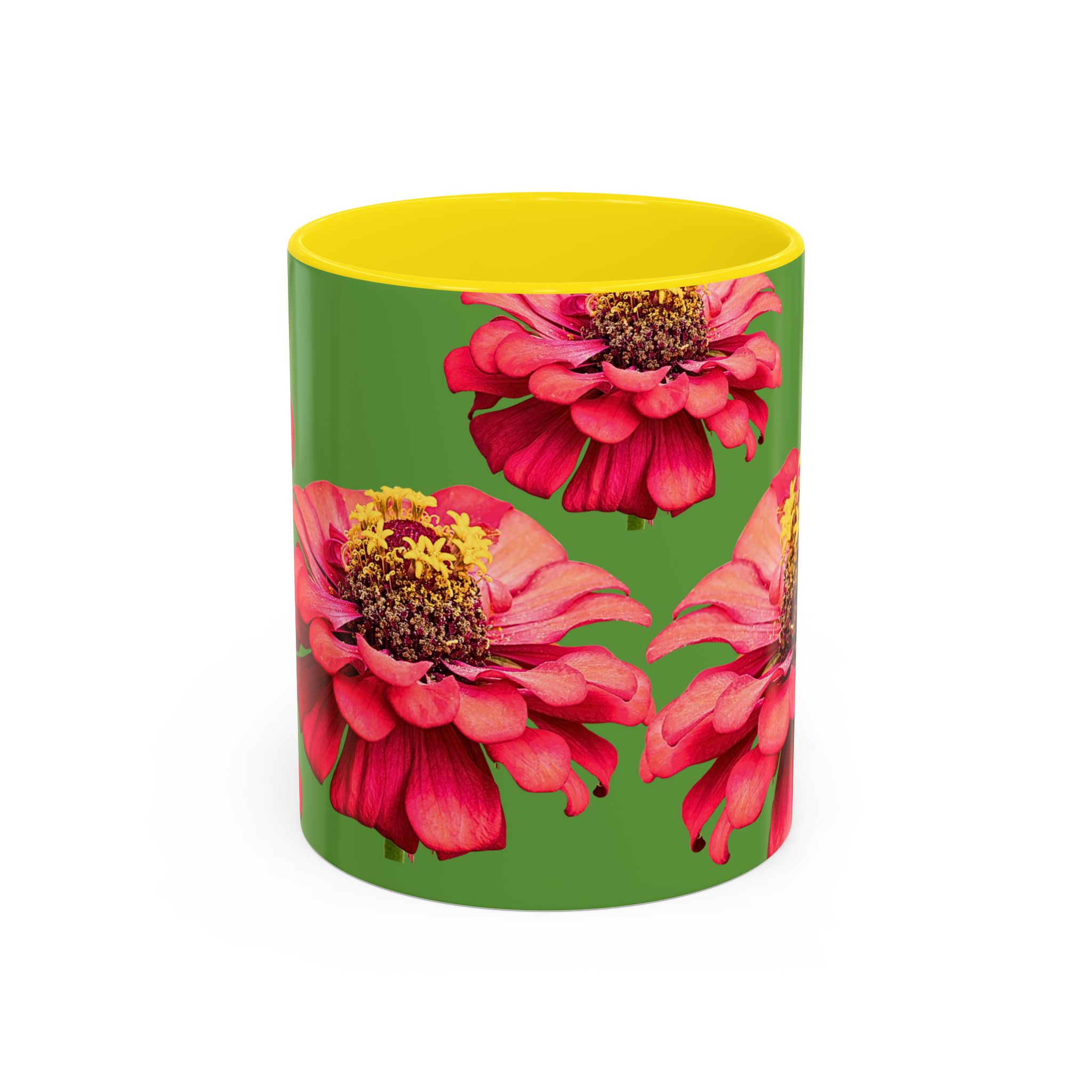 Mug, vibrant Dahlia flower on green coffee cup, floral drinkware, gift for nature lovers, botanical tea mug, unique ceramic mug - Image 9