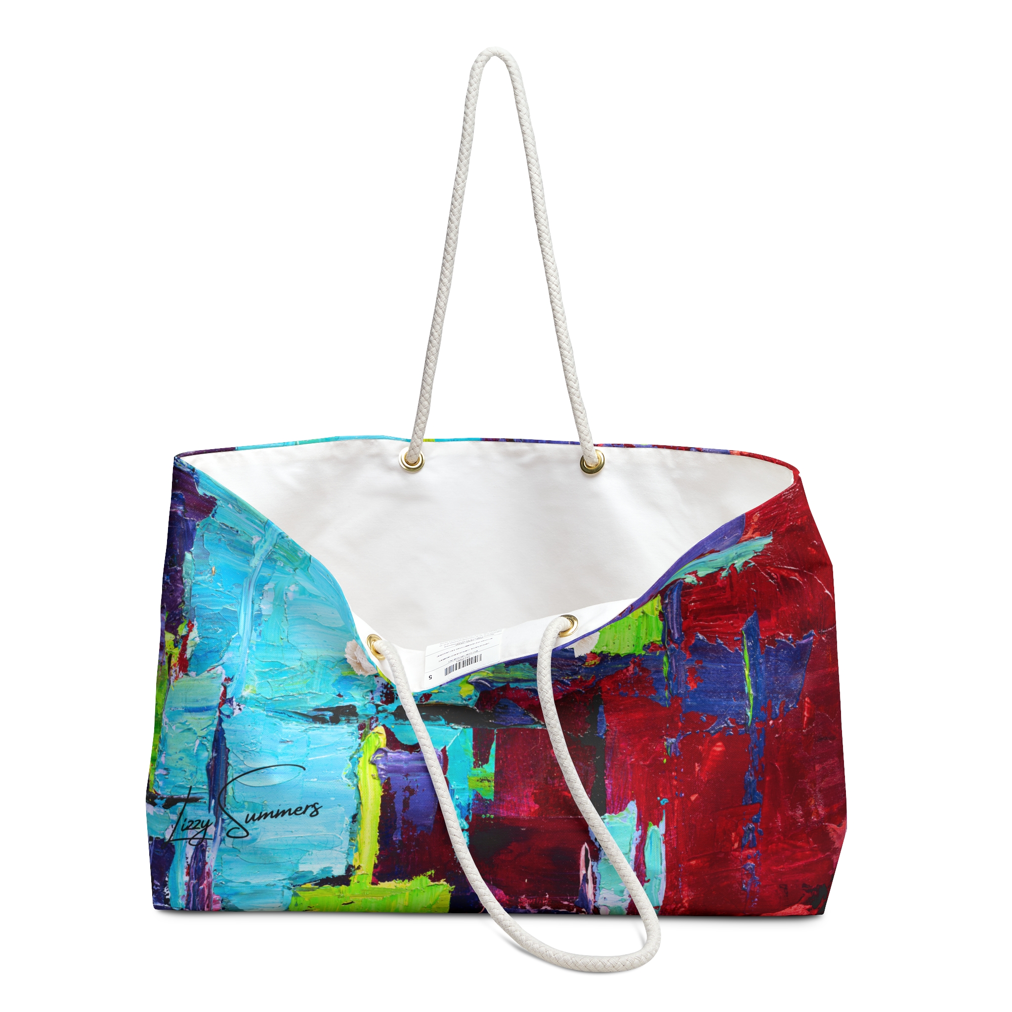Bold Red and Sky Blue Weekender Tote bag - Image 3
