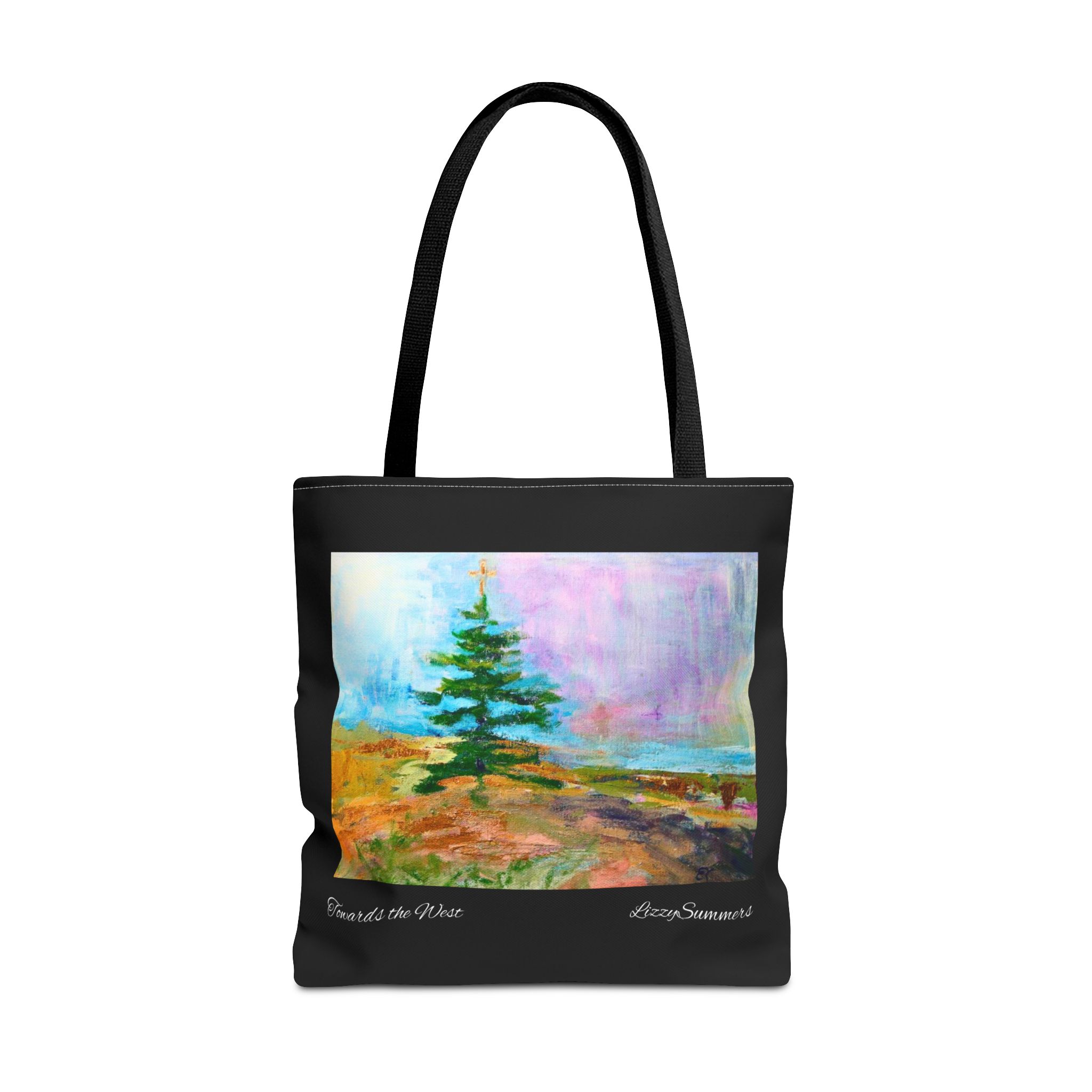 Tree Painting Tote Bag Original Art Colorado Fir, Black Tote - Image 9
