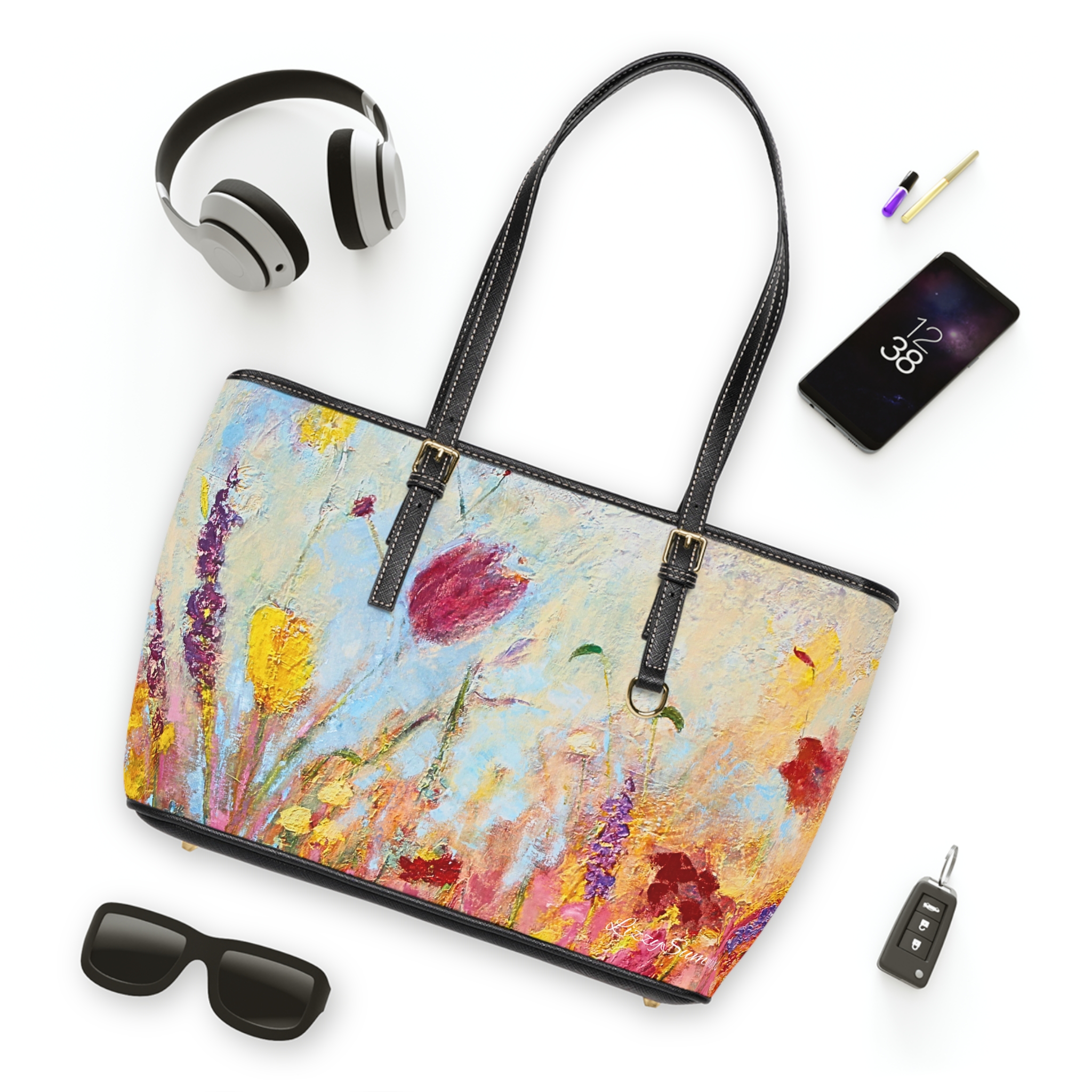 Shoulder Bag Painted Wild Flowers - Image 7