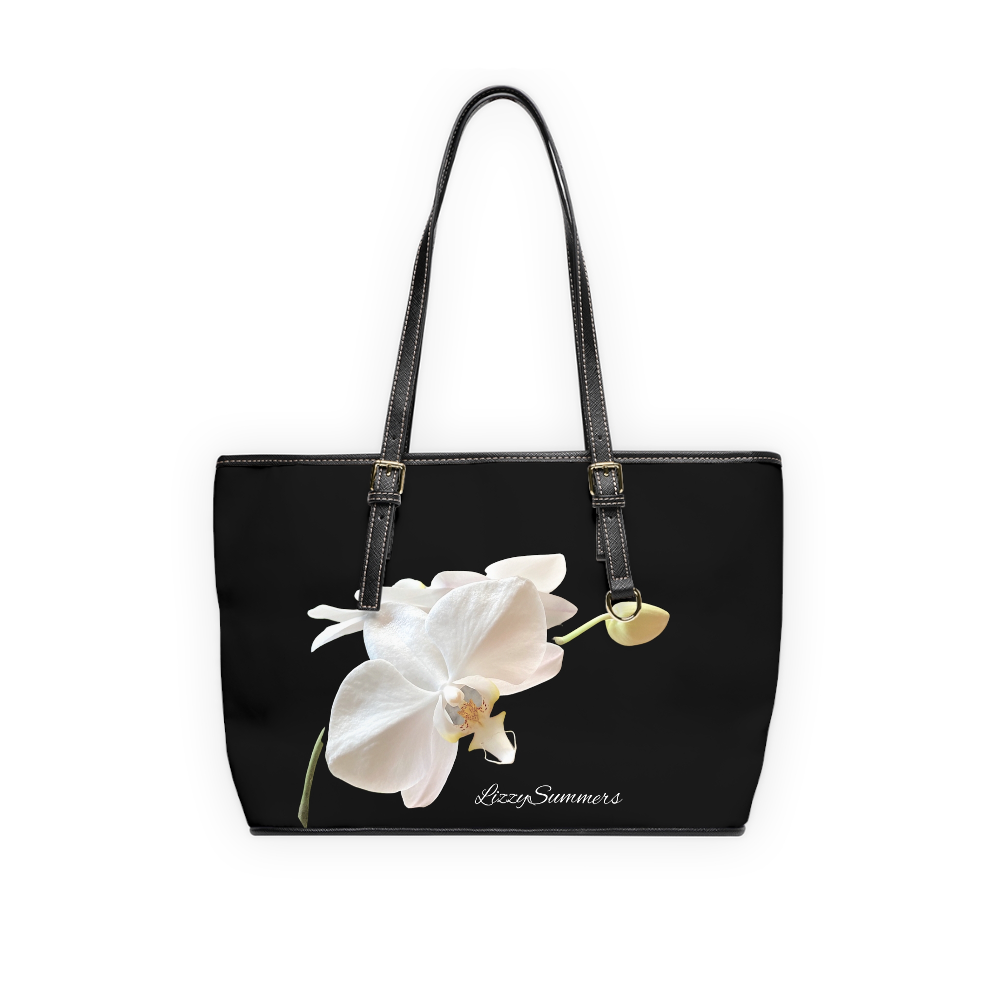 Limited Edition White Orchid Black Shoulder Bag - Image 5
