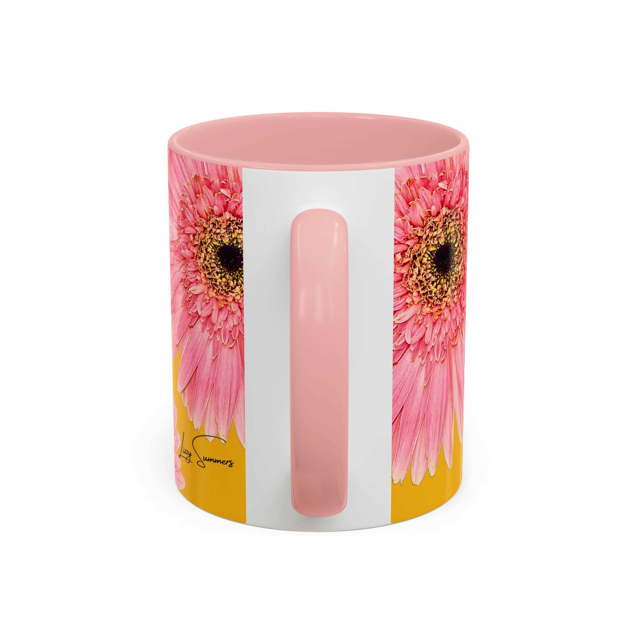 Pink Flower Yellow Accent Coffee Mug - Image 4
