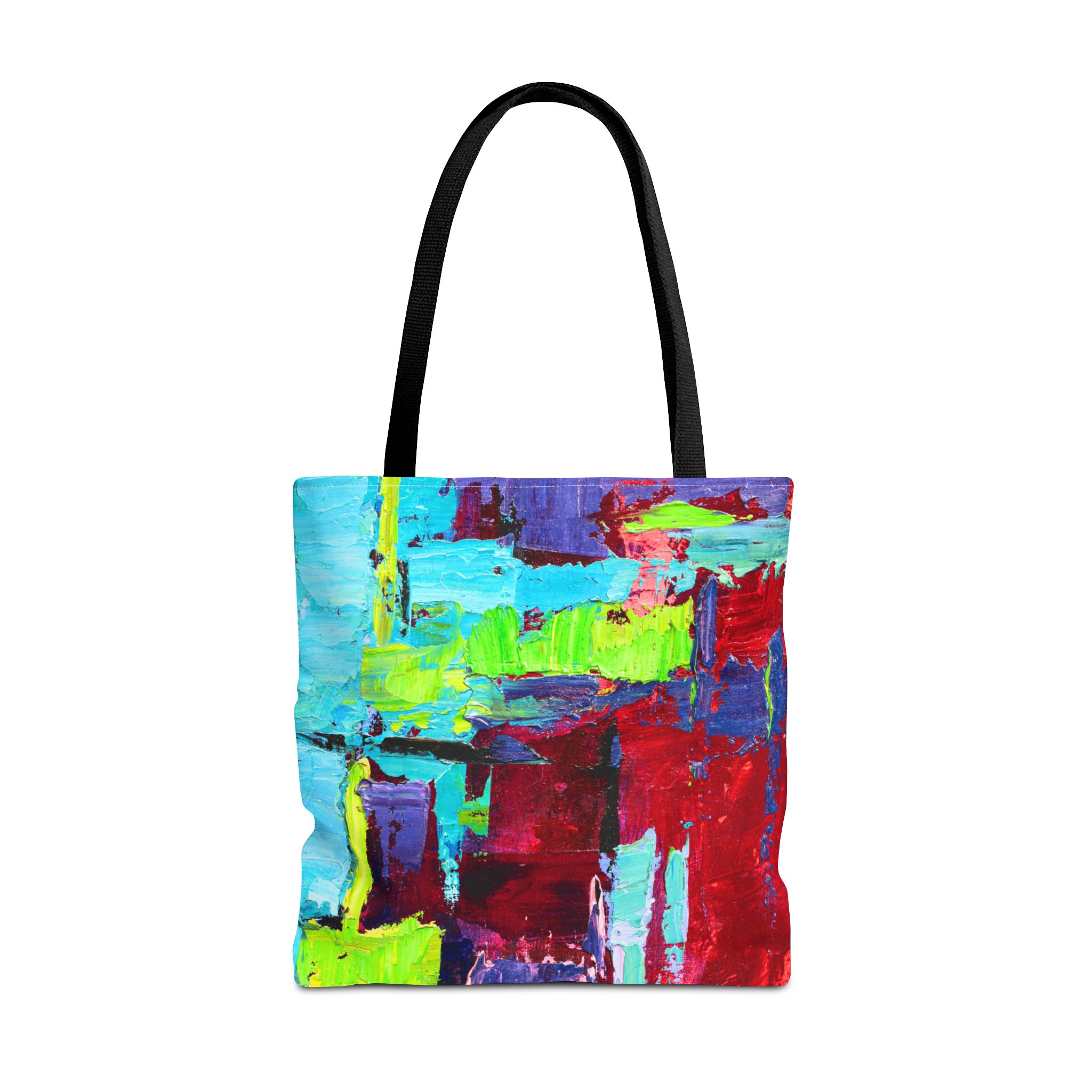 Abstract Painterly Deep Red and Sky Blue Tote Bag - Image 9