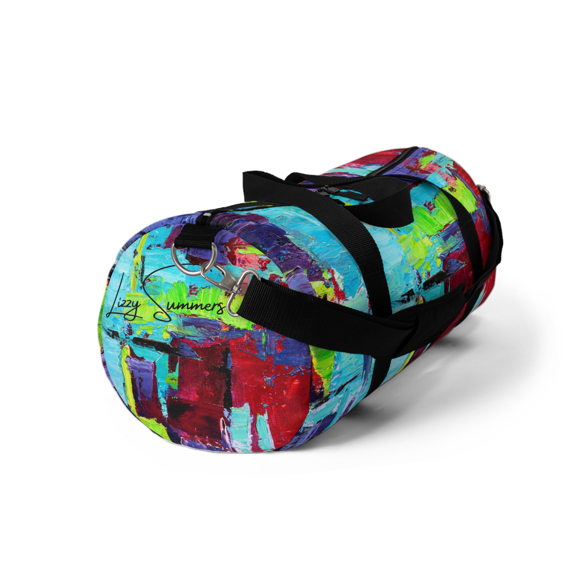 Bold Red and Sky Blue Duffle Bag - Image 7