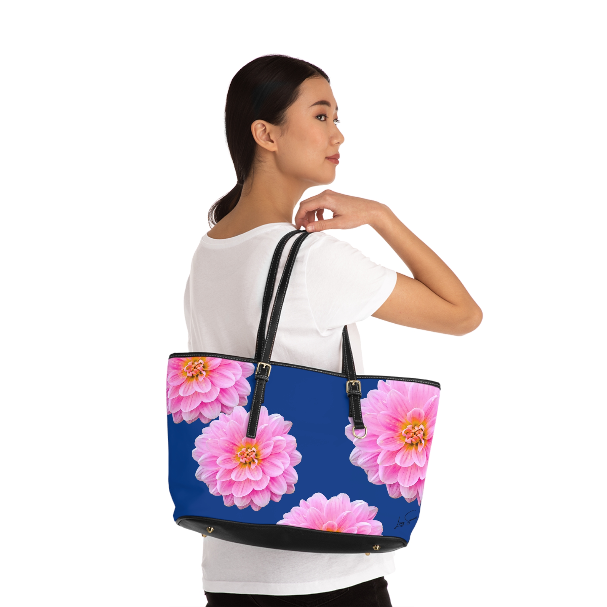 Zinnia on Blue Shoulder Bag - Image 4