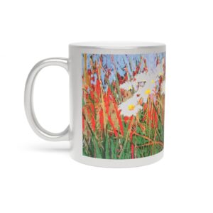 Metallic Mug (SilverGold) Pastel Daisies