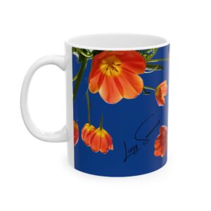 Coffee Mug Tulips on Blue
