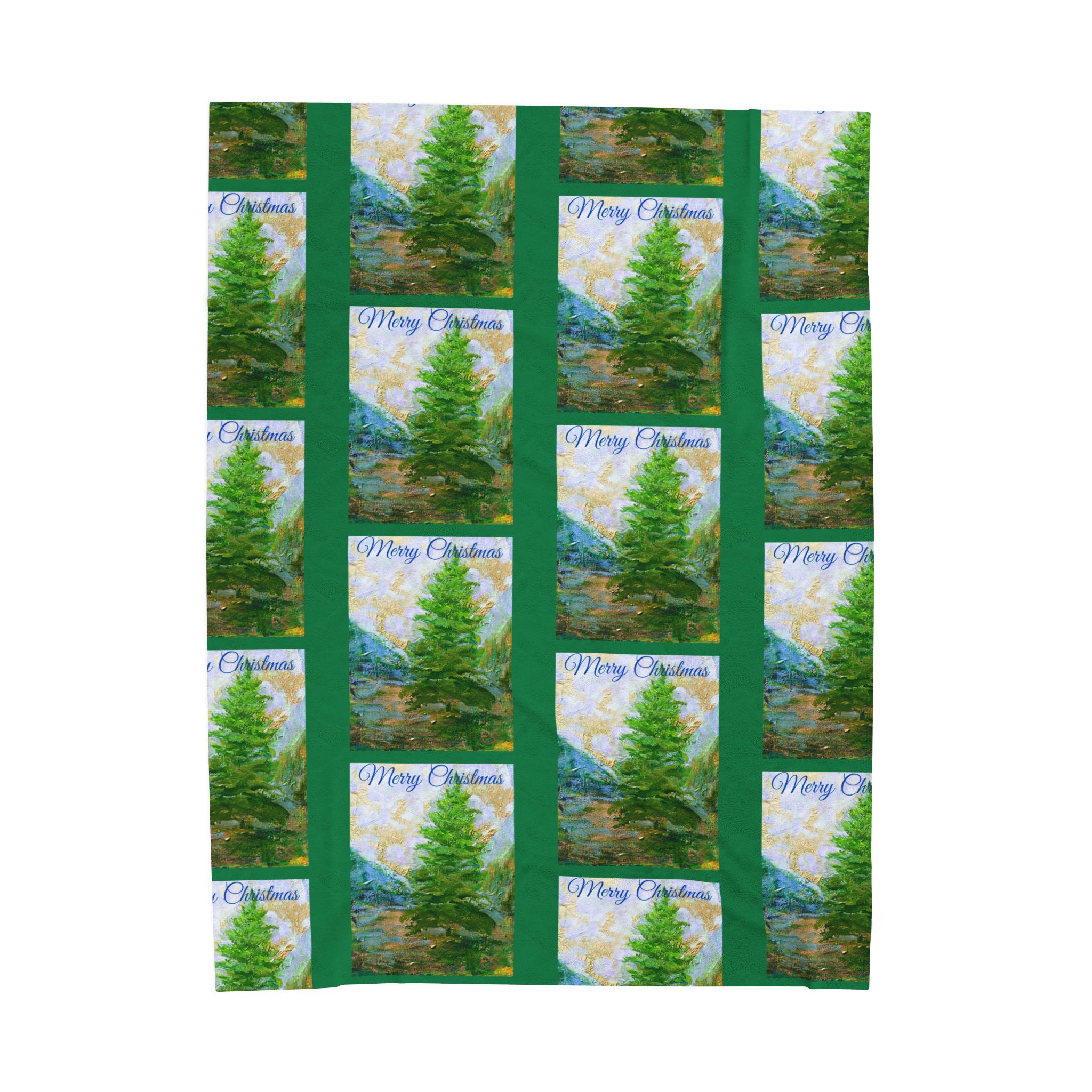 Cozy Velveteen Plush Blanket with Tree Design - Perfect for Holiday Comfort Green - Image 9
