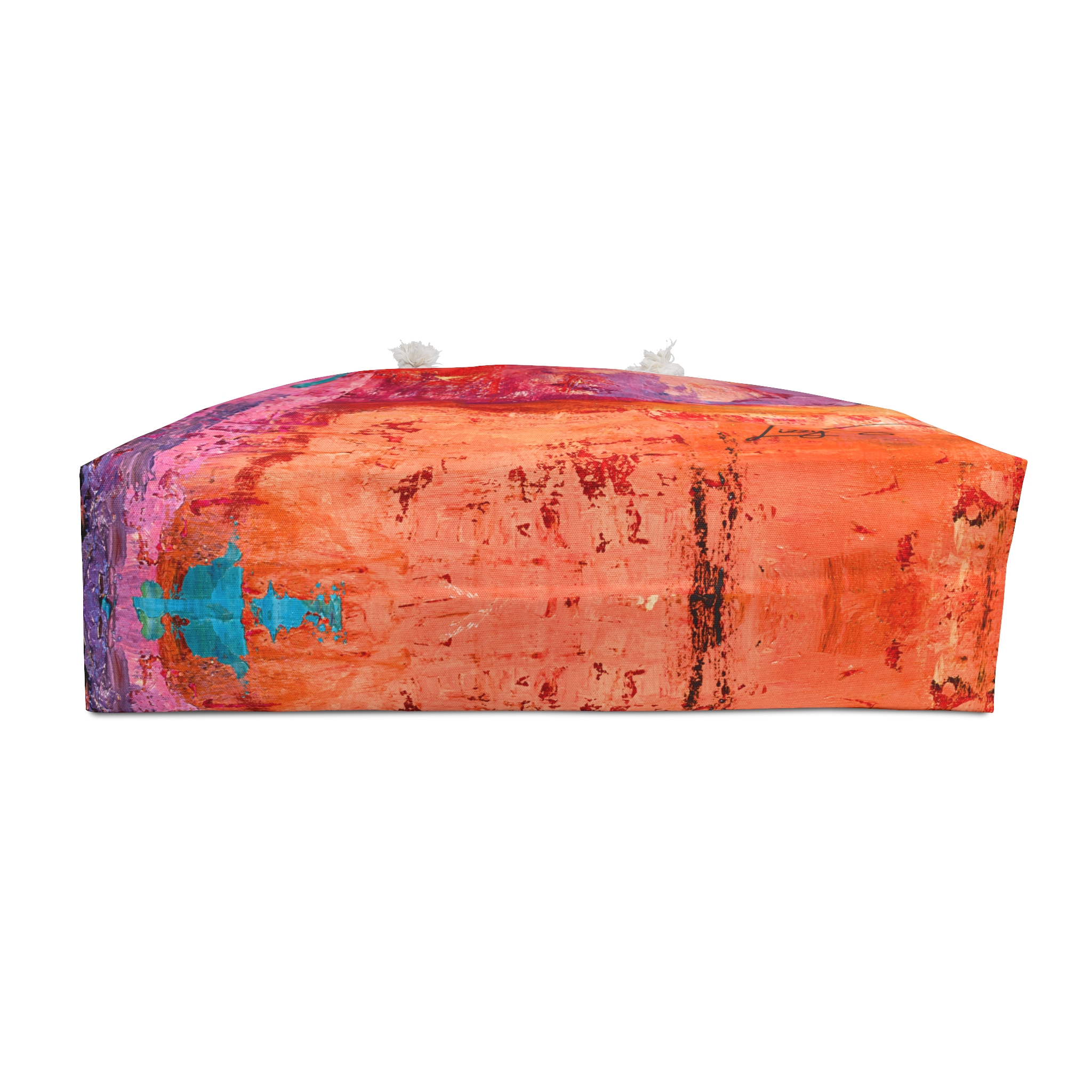 Warm Orange and Red Painterly Weekender Tote bag - Image 4