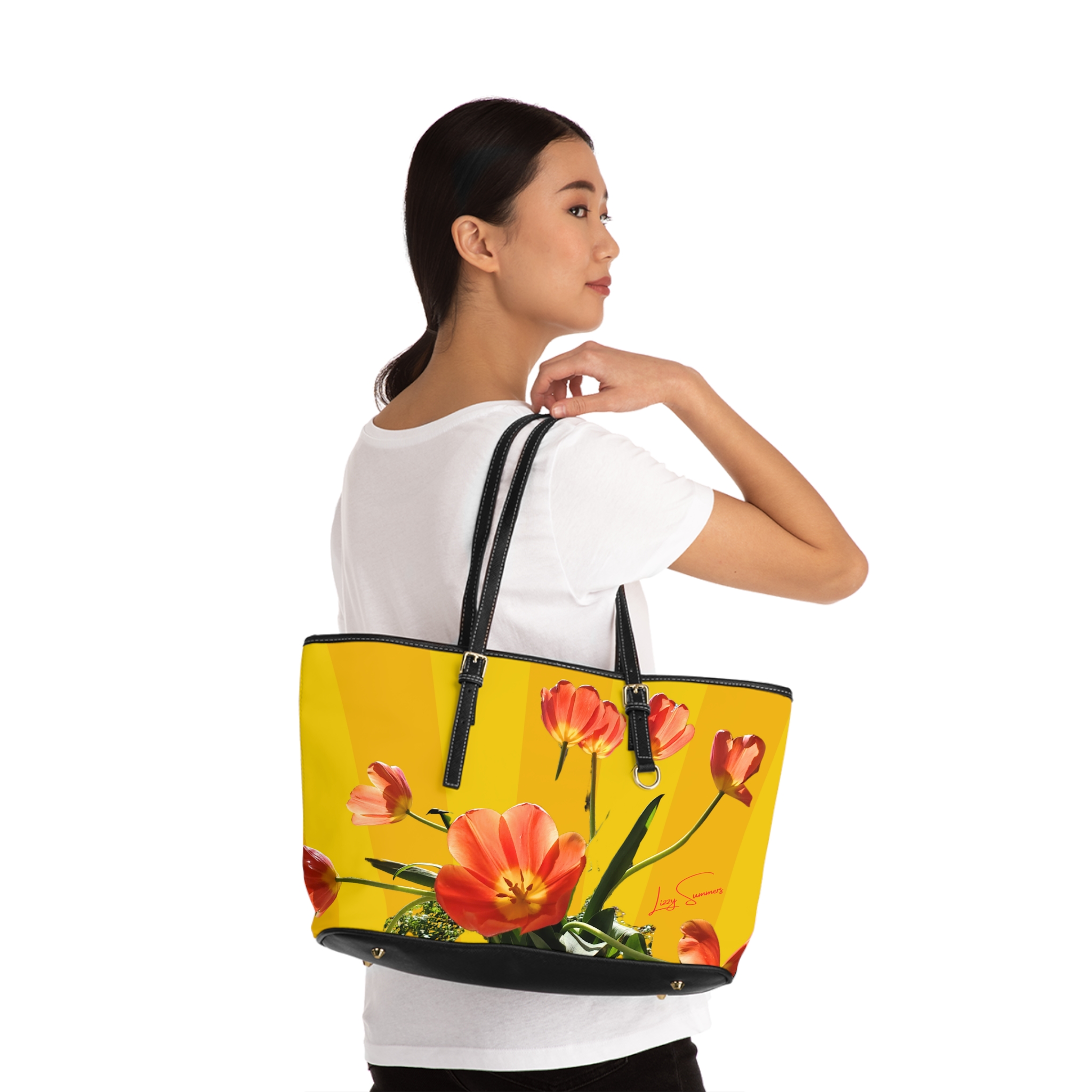 Tulip on Yellow Shoulder Bag - Image 4