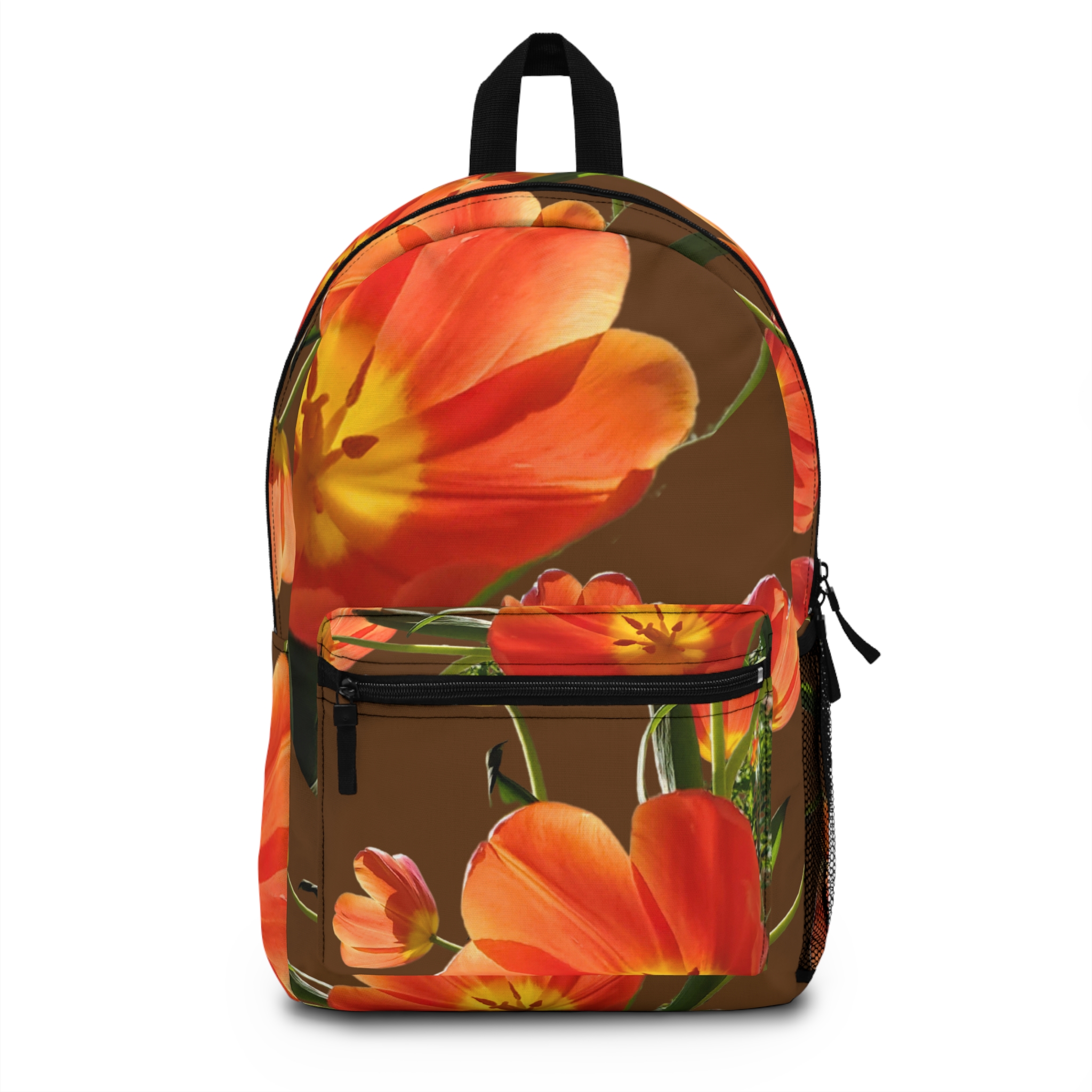 Tulips on Brown Backpack