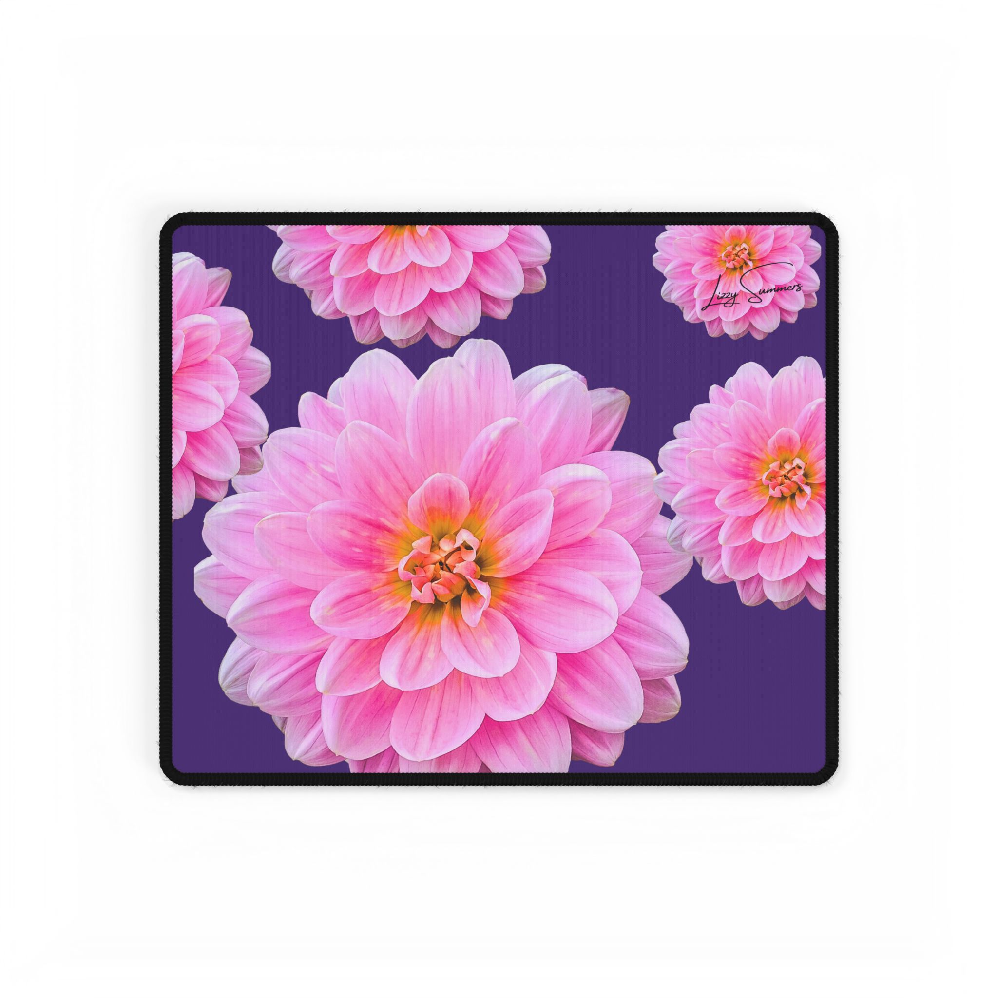 Pink Flower on Purple Dest Mat Desk Pad - Image 5