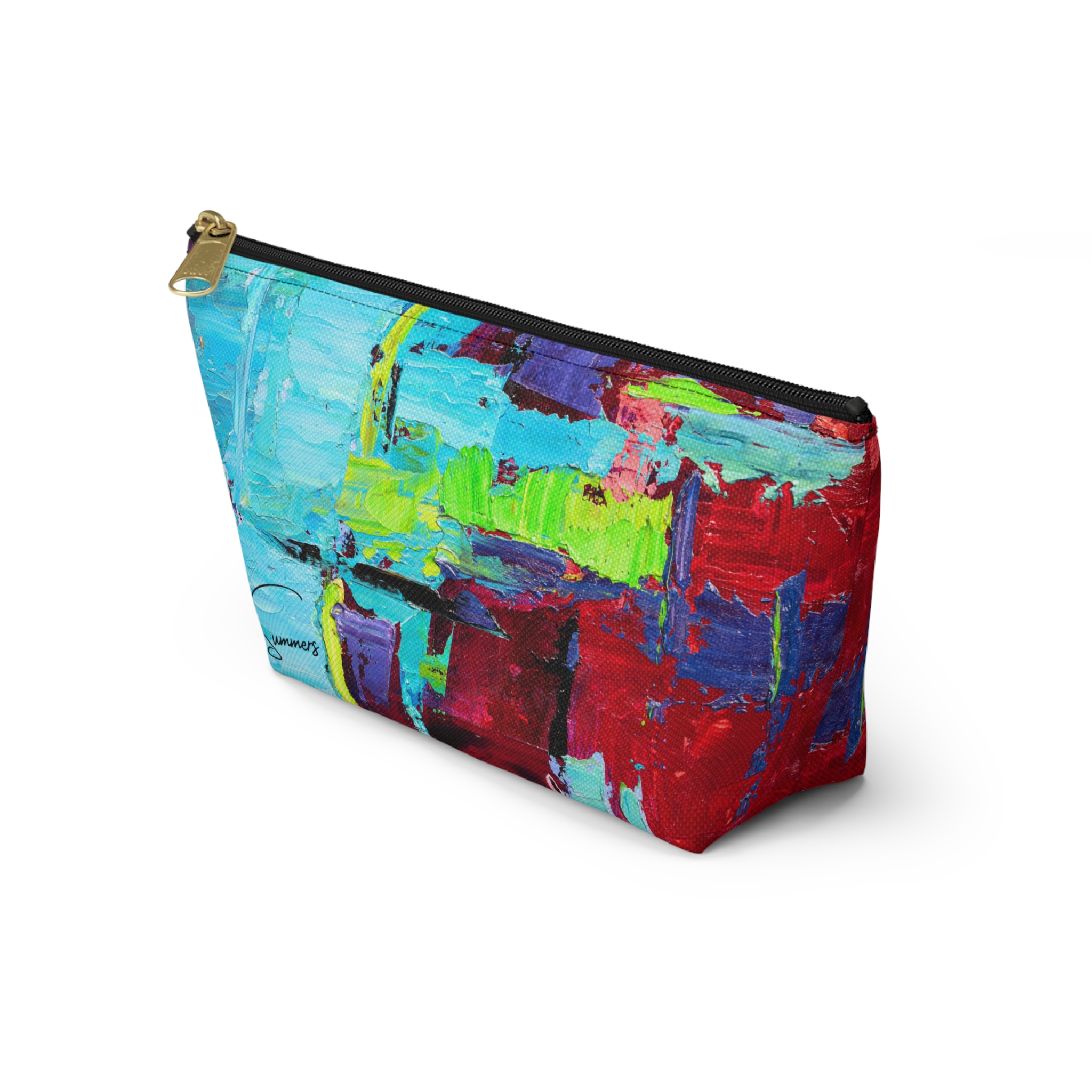 Bold Red and Sky Blue Accessory Pouch - Image 7