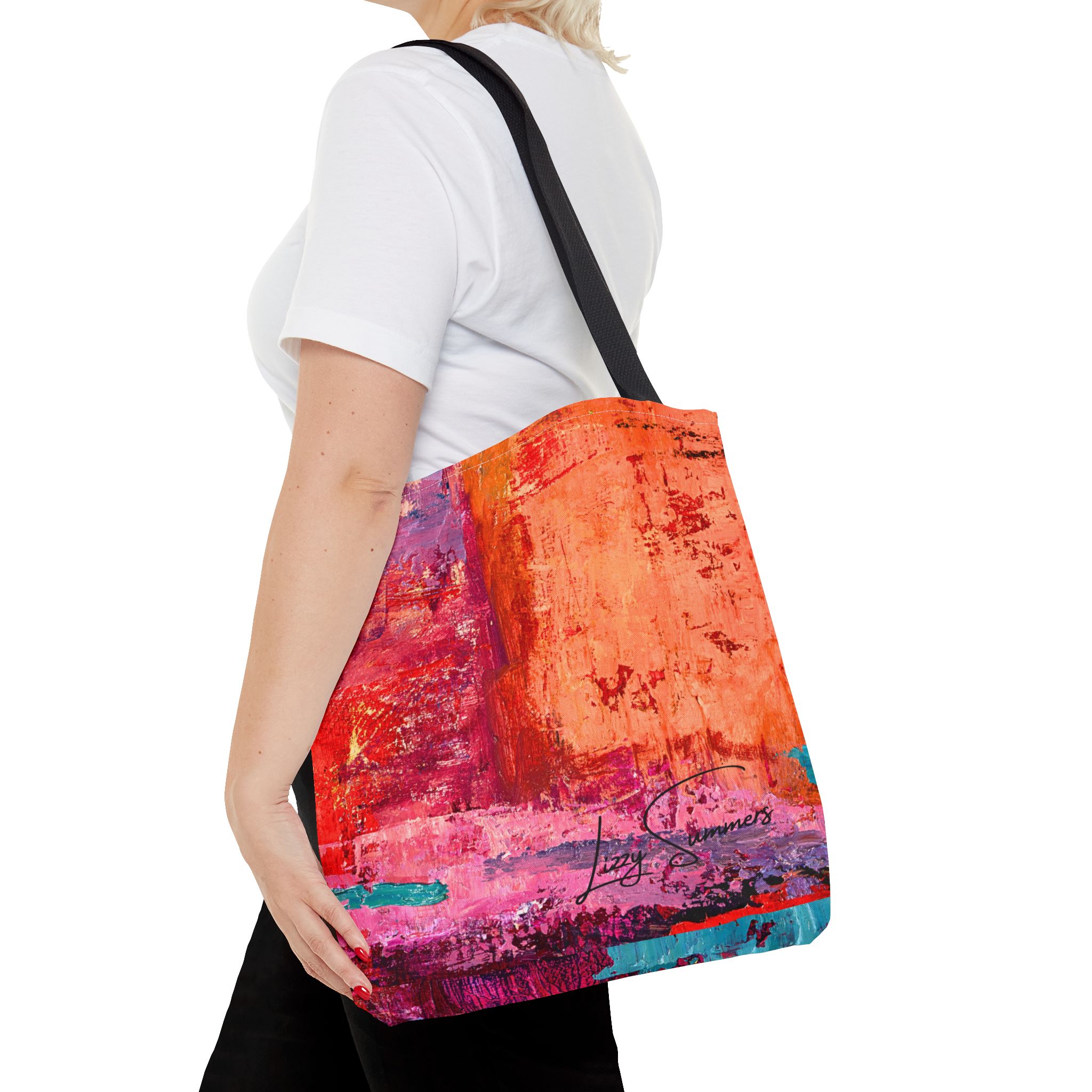 Warm Orange and Red Painterly Tote Bag - Image 8
