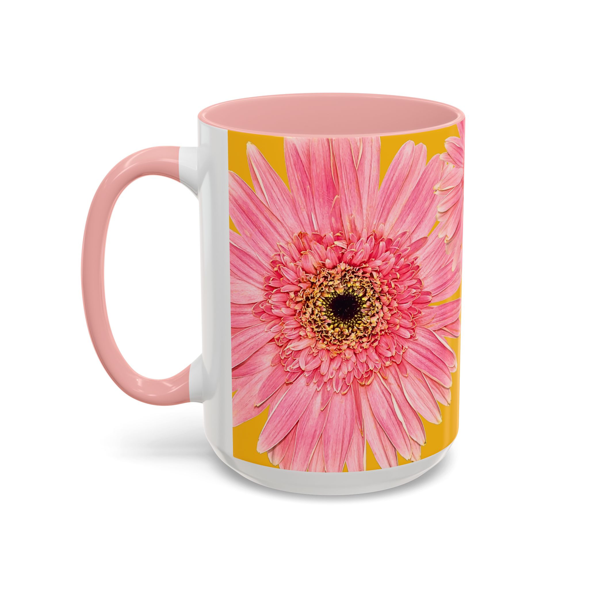 Pink Flower Yellow Accent Coffee Mug - Image 7