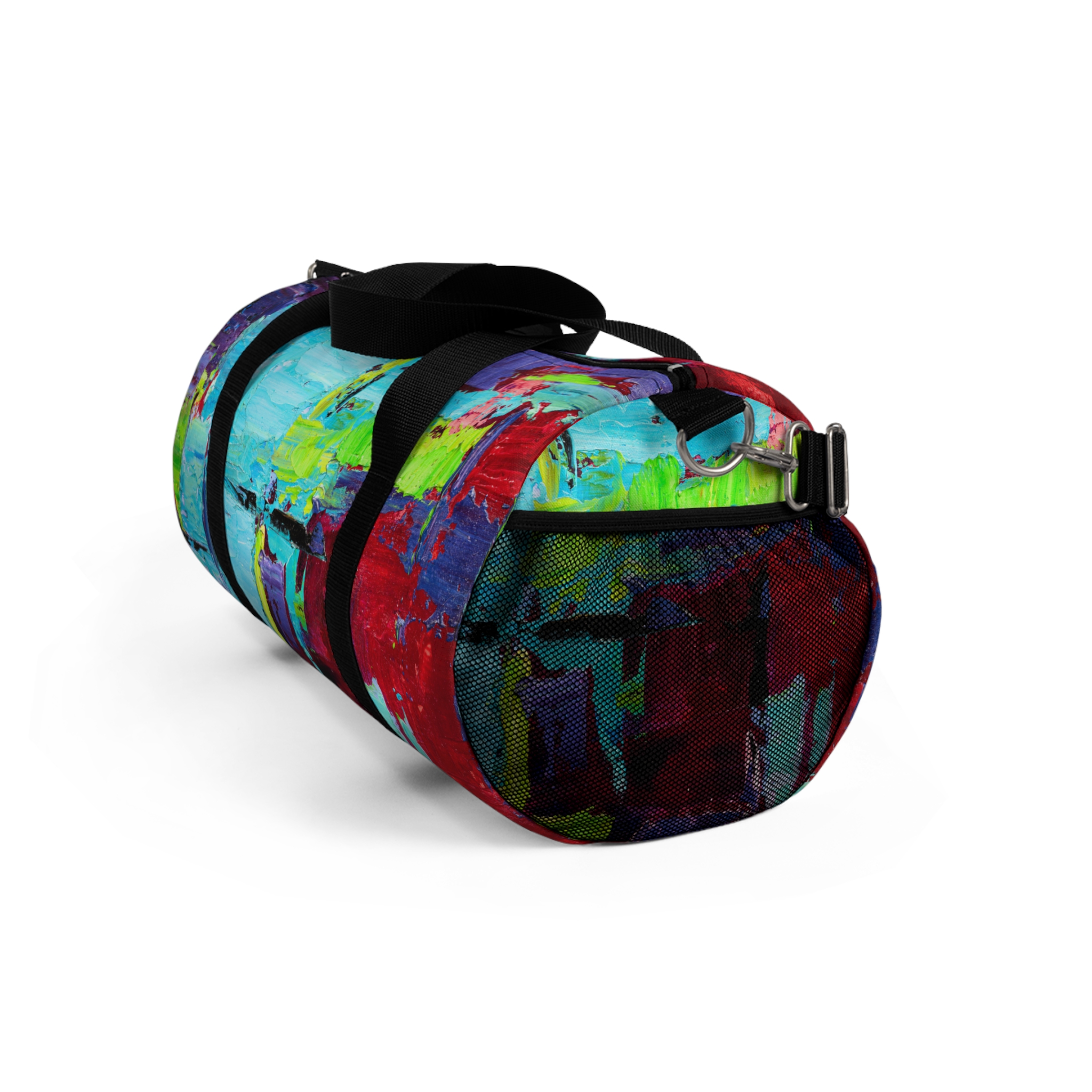 Bold Red and Sky Blue Duffle Bag - Image 8