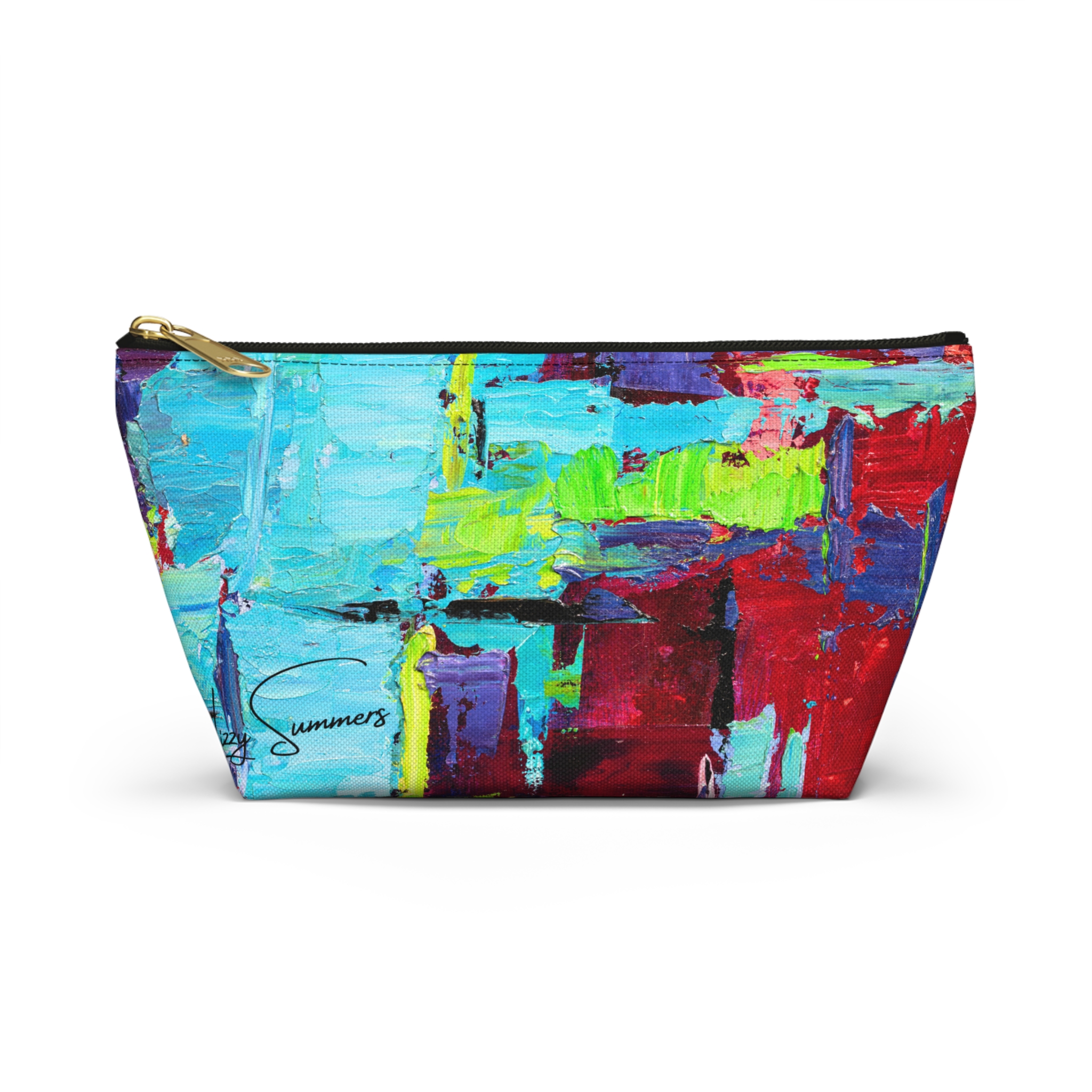Bold Red and Sky Blue Accessory Pouch - Image 5