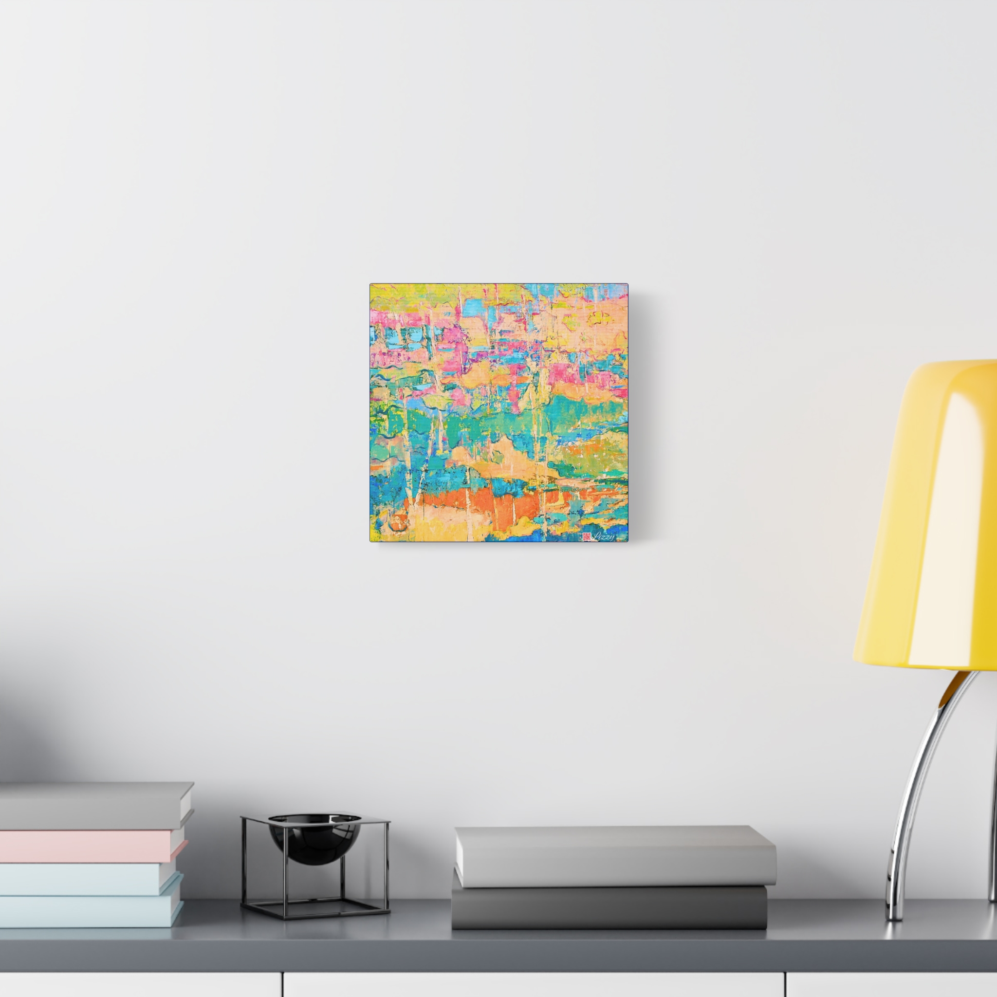 Canvas Print - Pastel Landscape- Teal and Pink - Image 7