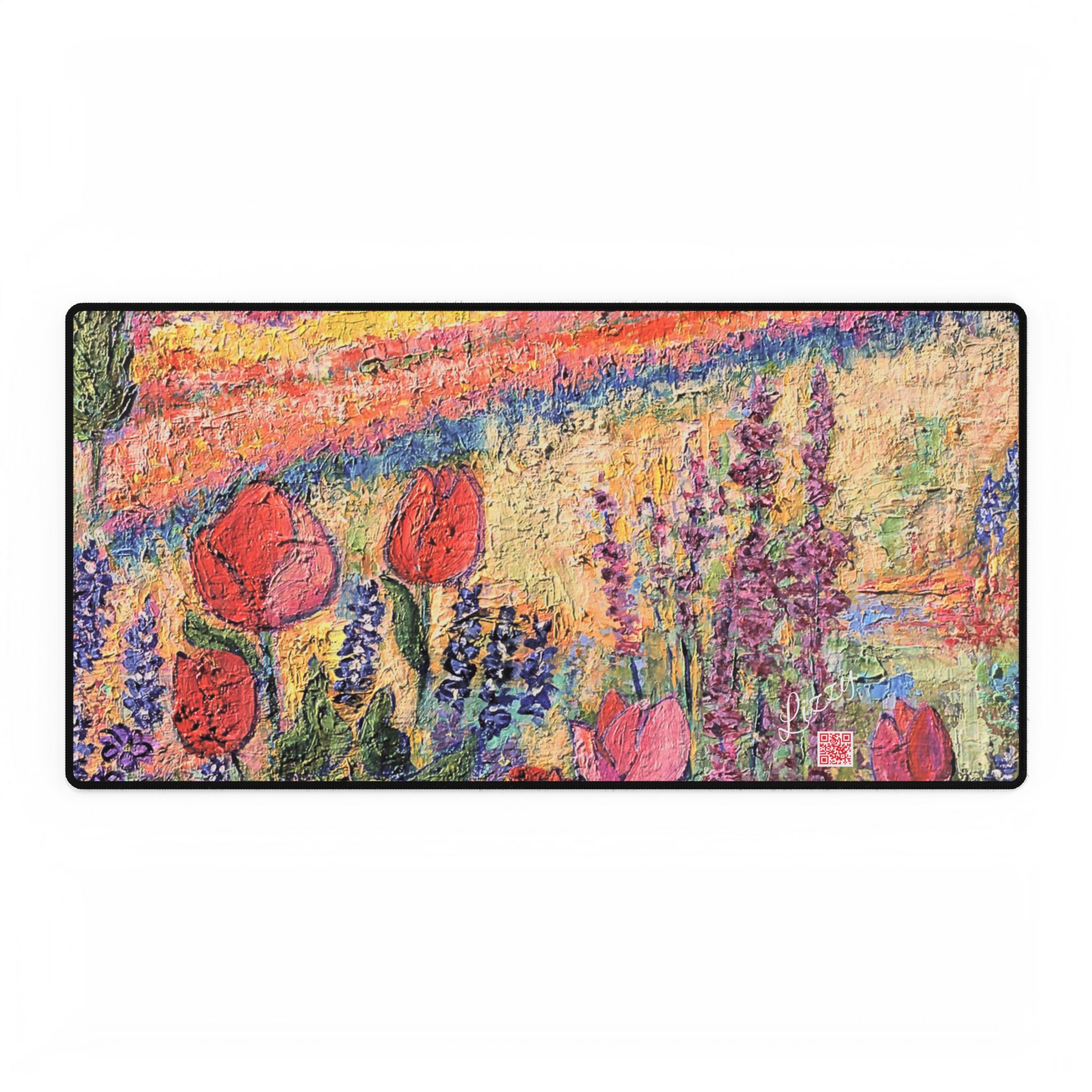 Red Painted Tulip Desk Mat