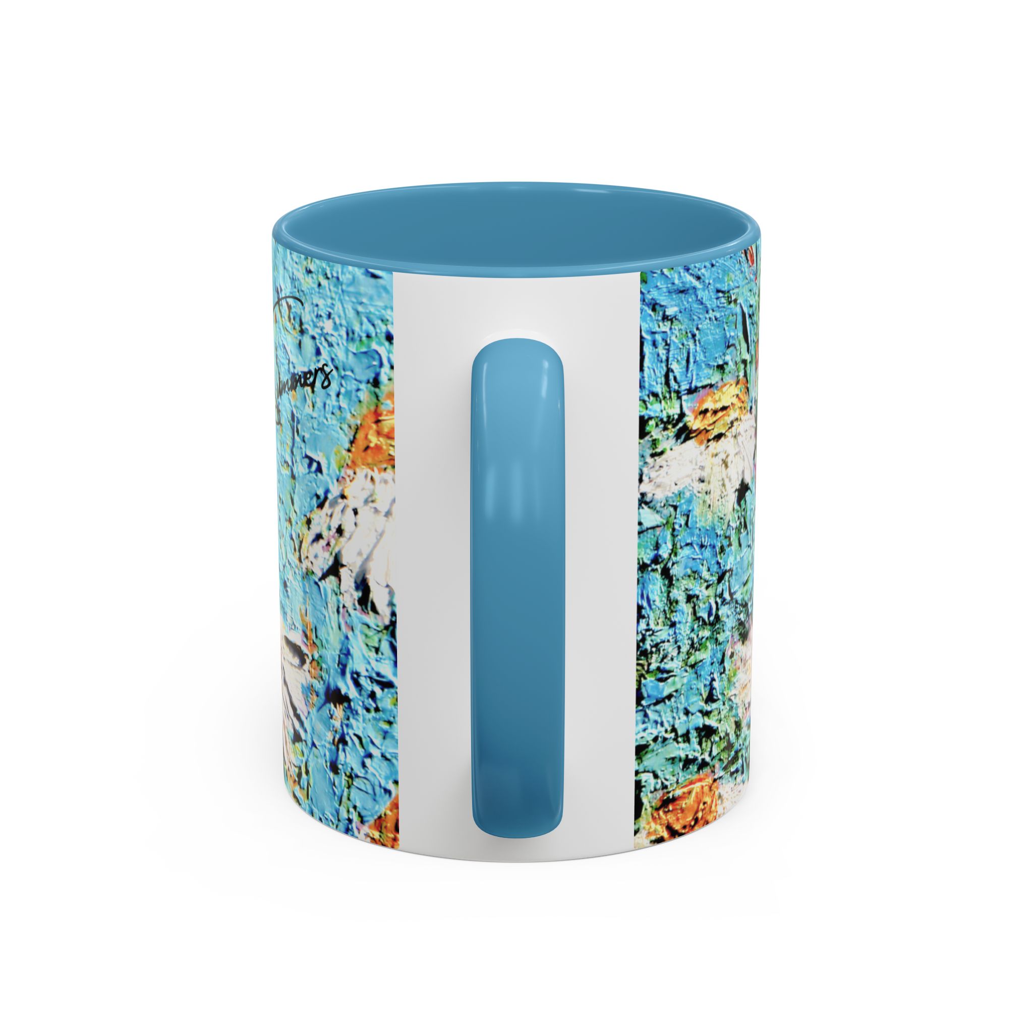Coffee Mug Painted Daisies in Blue Sky - Image 4