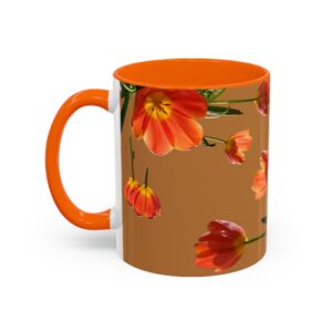 Coffee Mug Tulips on Brown Mug