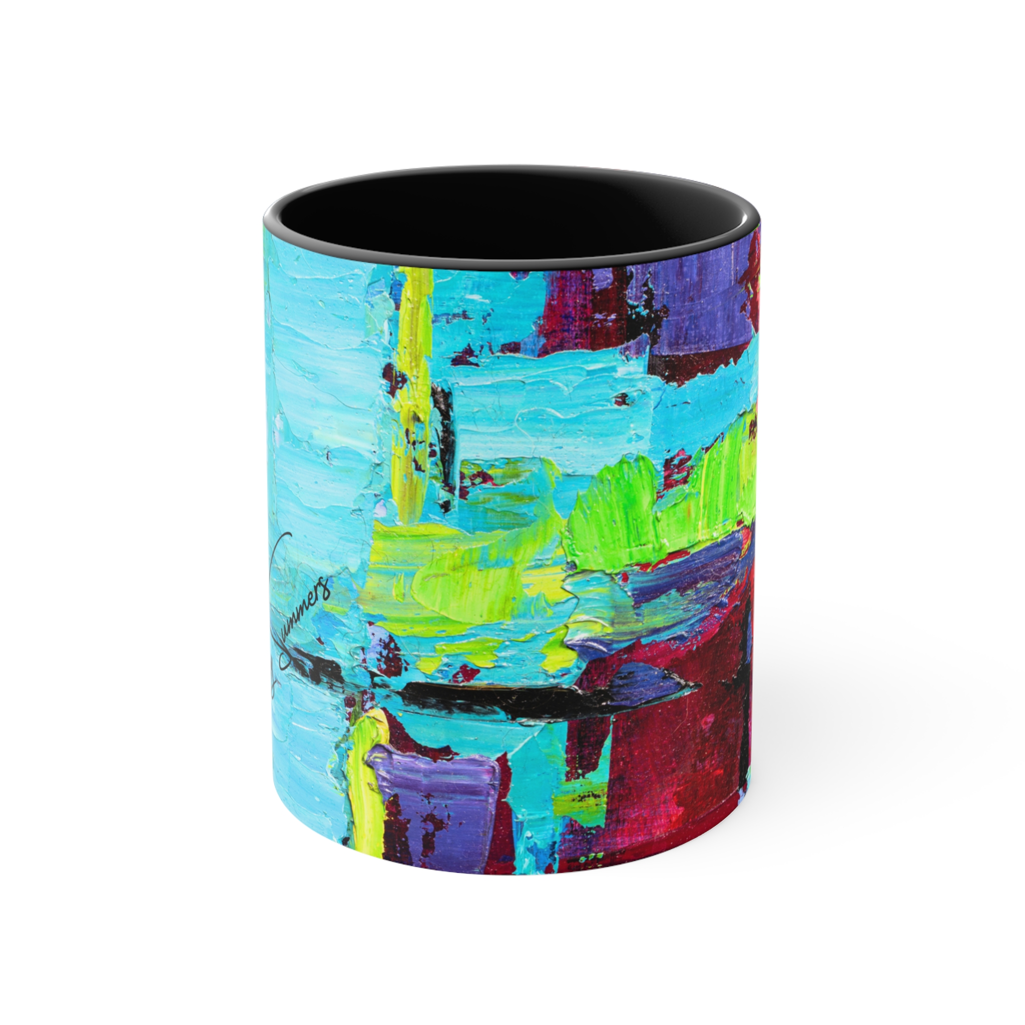 Coffee Mug Bold Red and Sky Blue - Image 5