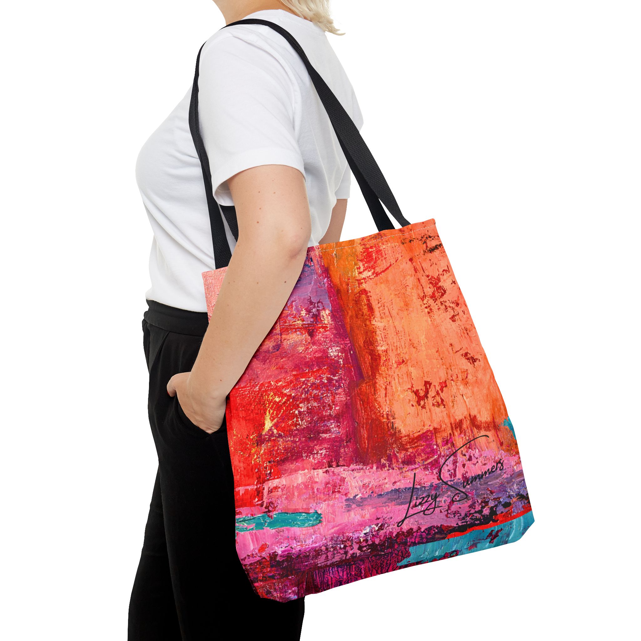 Warm Orange and Red Painterly Tote Bag - Image 12