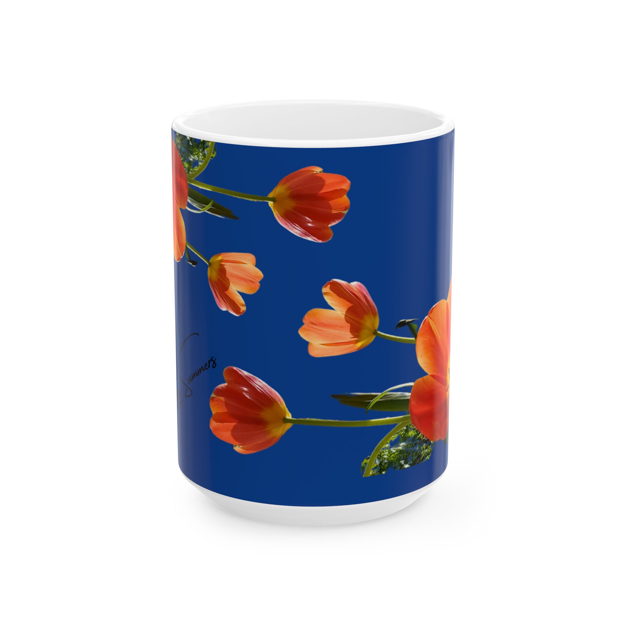 Coffee Mug Tulips on Blue - Image 5