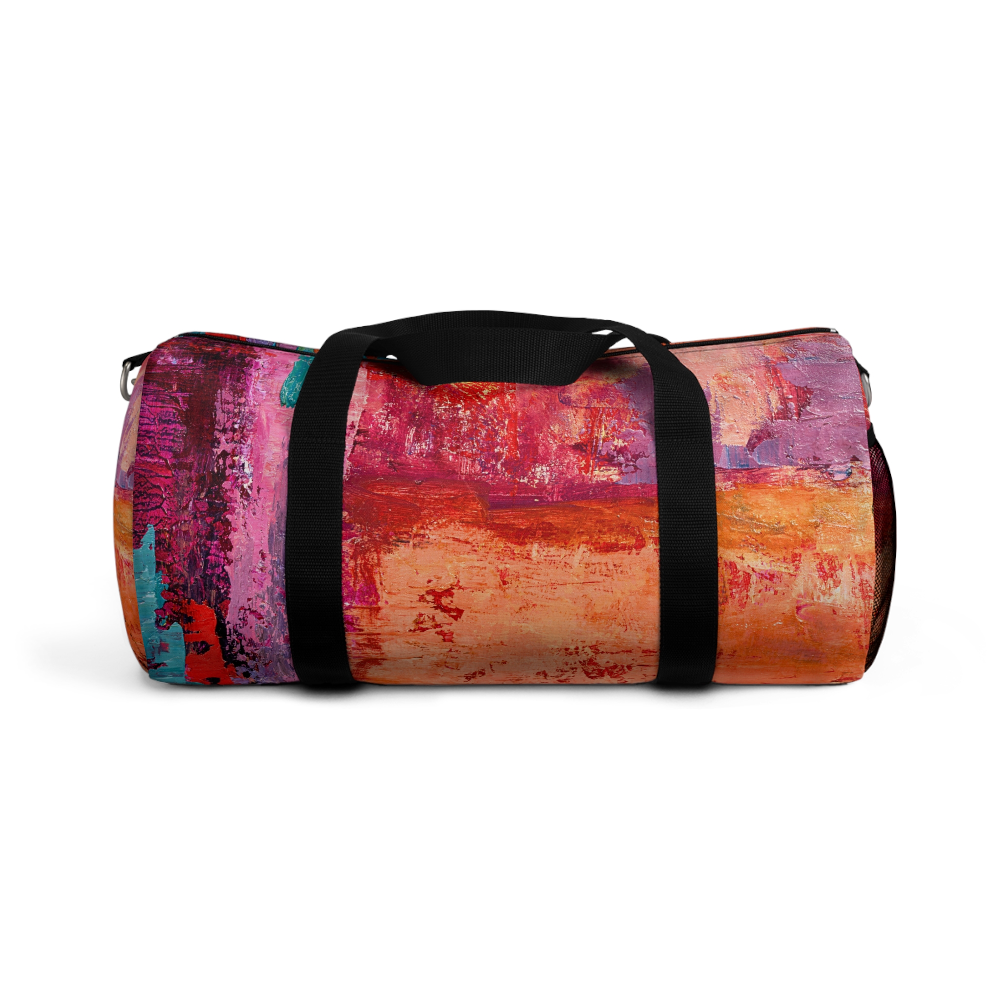 Warm Orange and Red Painterly Duffel Bag - Image 5