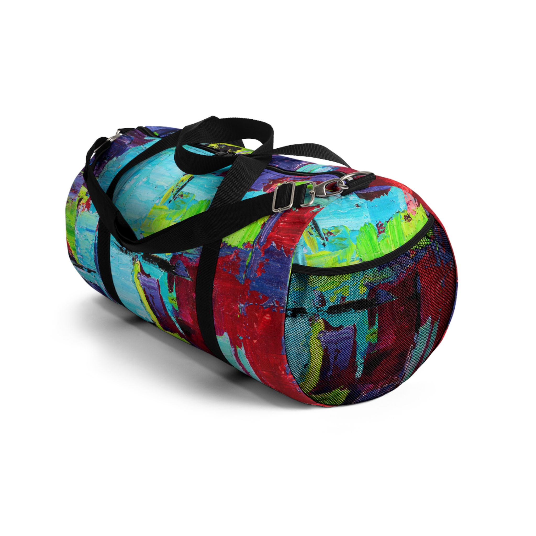 Bold Red and Sky Blue Duffle Bag - Image 4