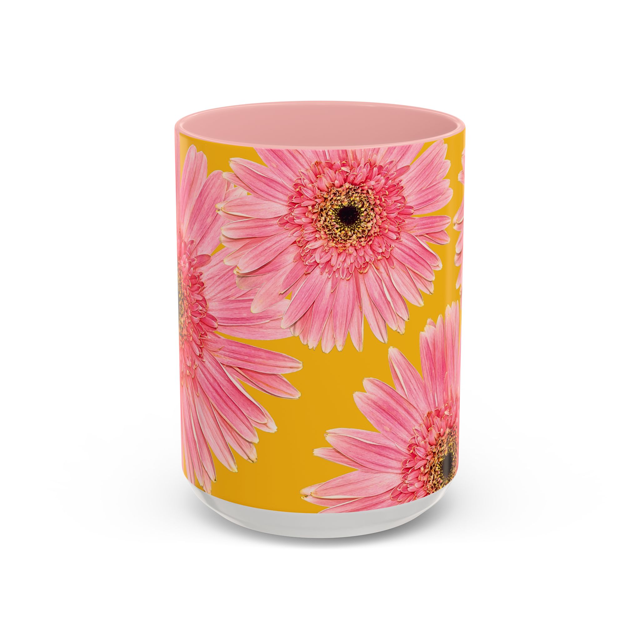 Pink Flower Yellow Accent Coffee Mug - Image 5
