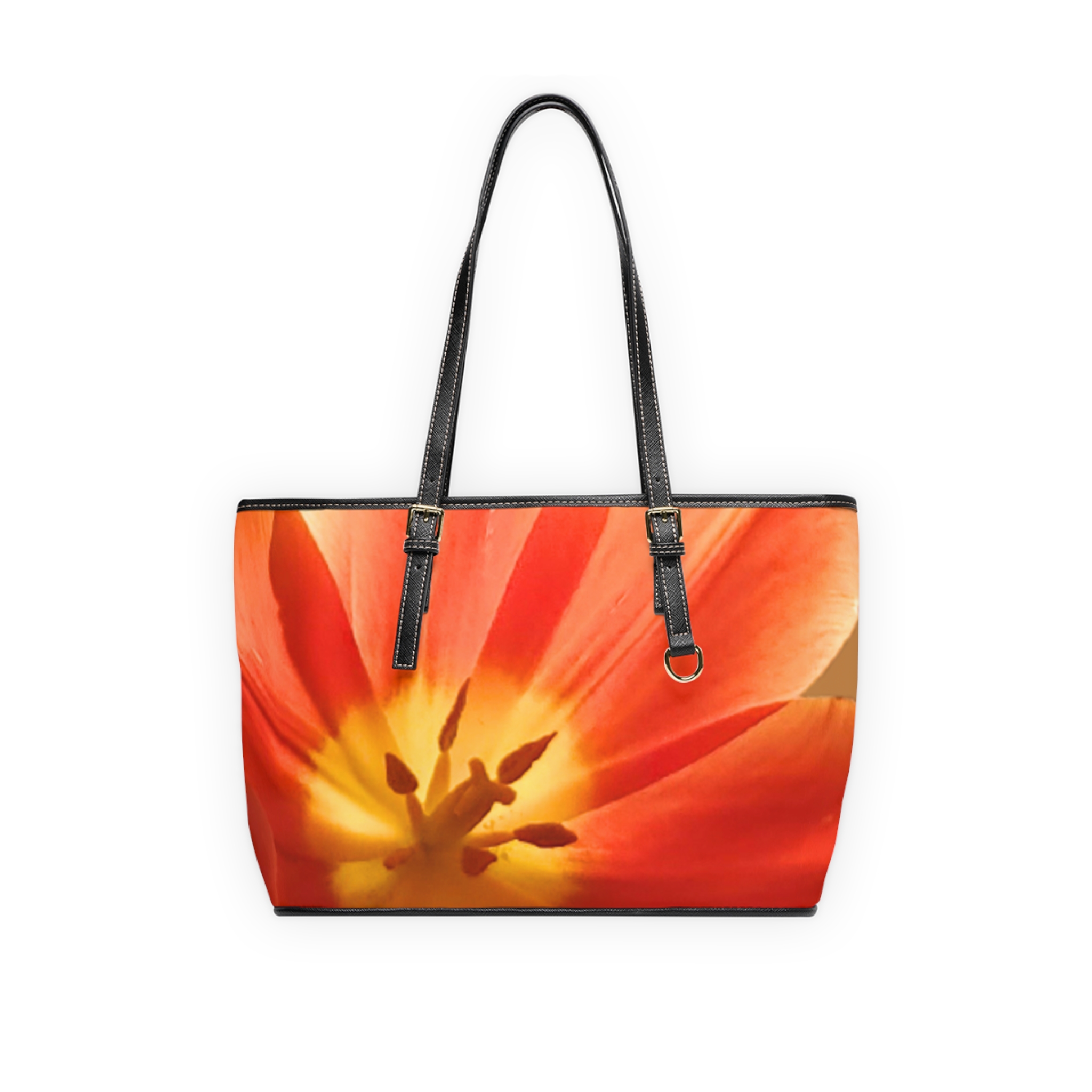 Orange Tulip on Brown Shoulder Bag - Image 5