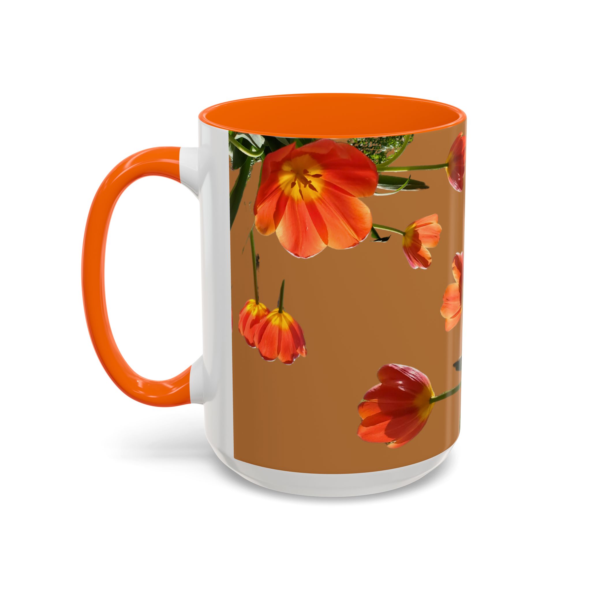 Coffee Mug Tulips on Brown Mug - Image 7