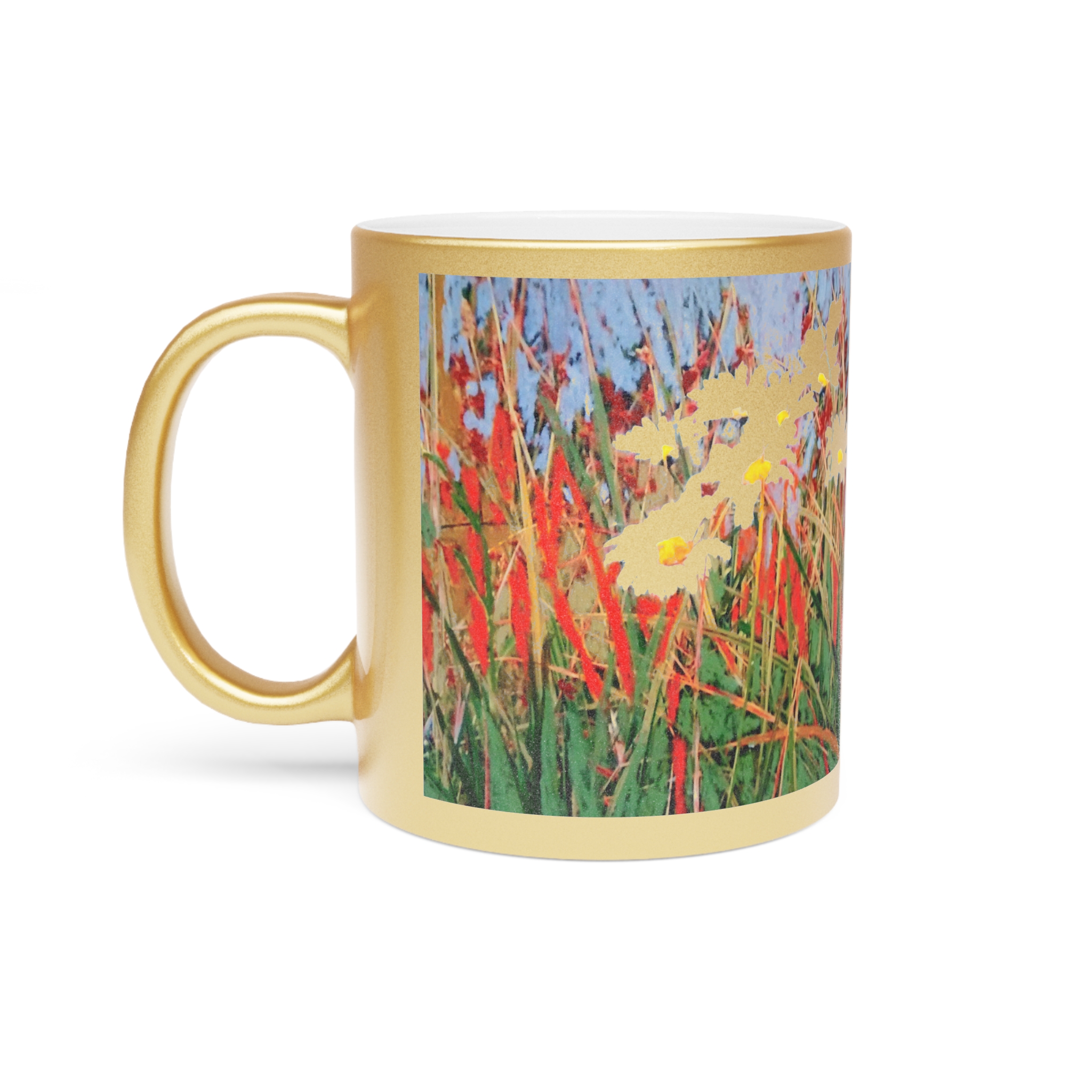 Metallic Mug (SilverGold) Pastel Daisies - Image 6