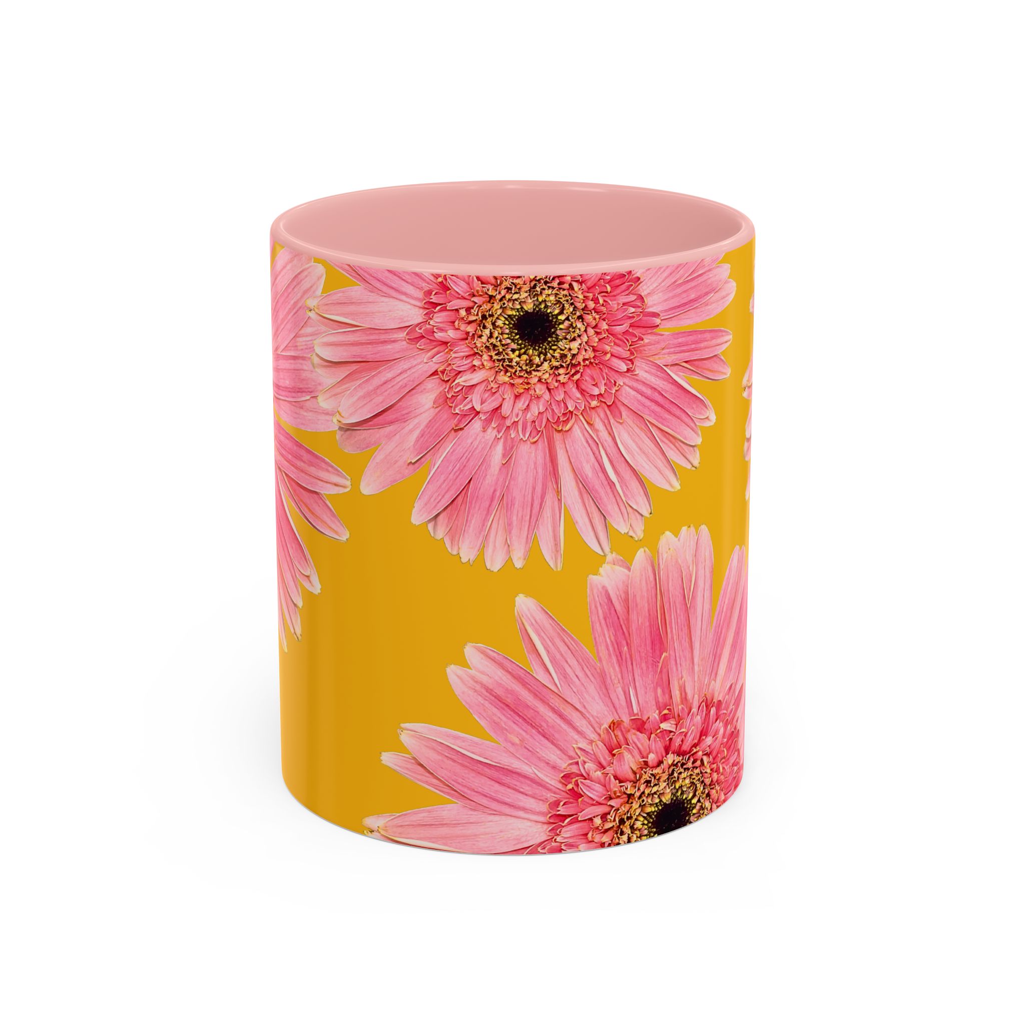Pink Flower Yellow Accent Coffee Mug - Image 2