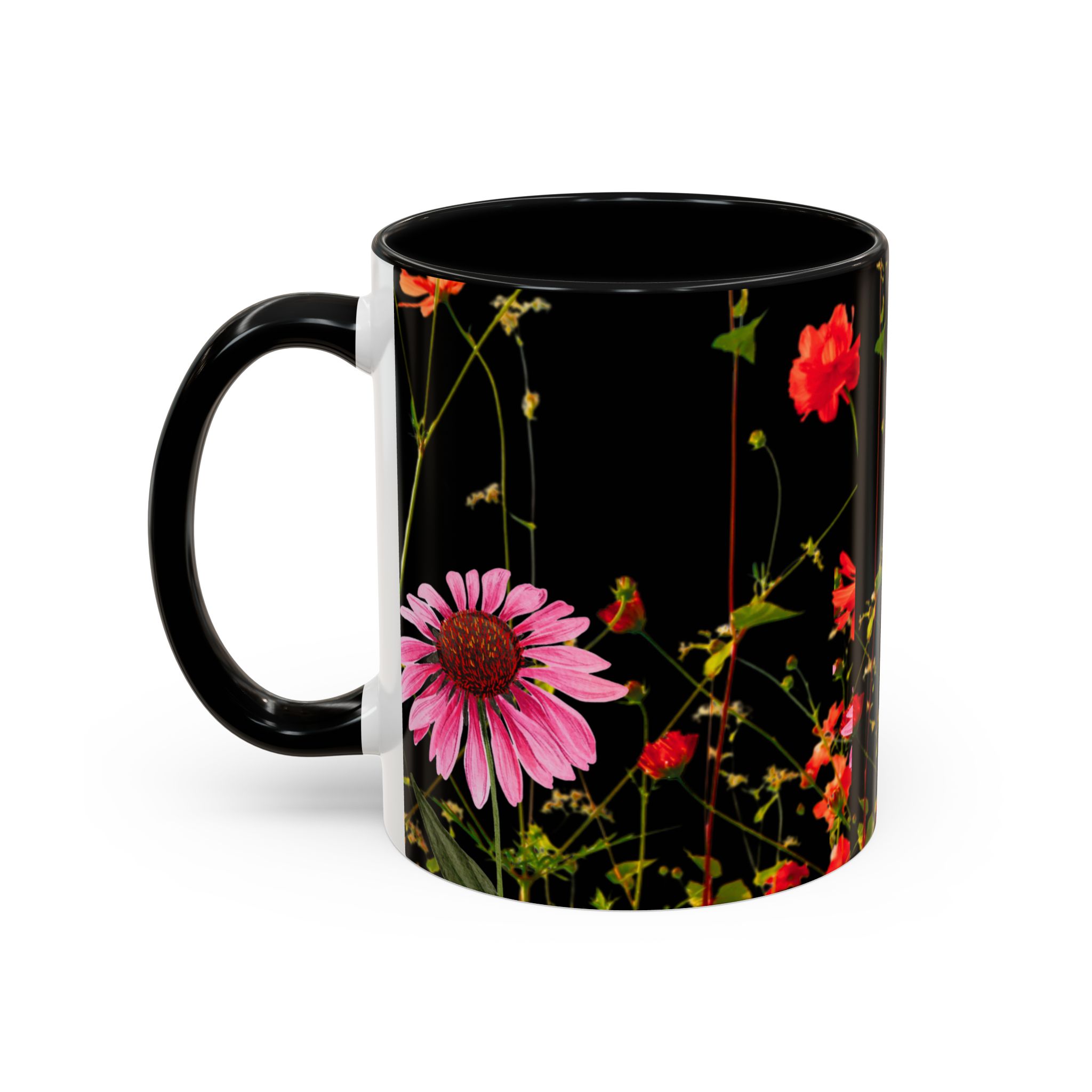 Coffee Mug Wildflowers on Black