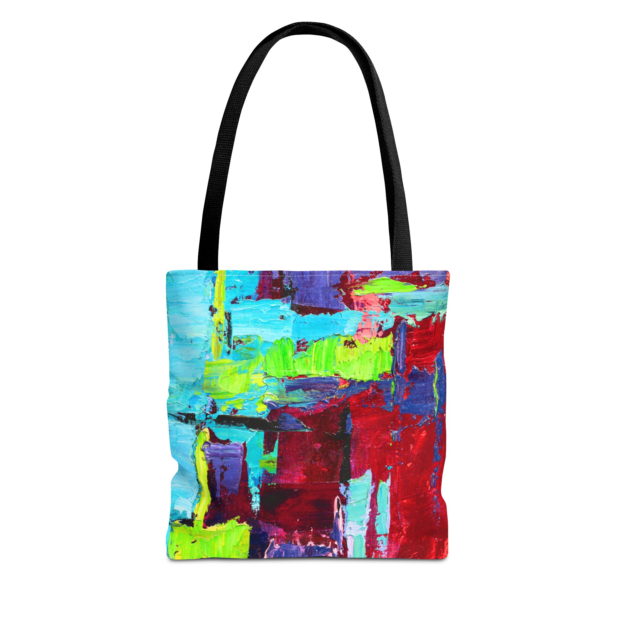 Abstract Painterly Deep Red and Sky Blue Tote Bag