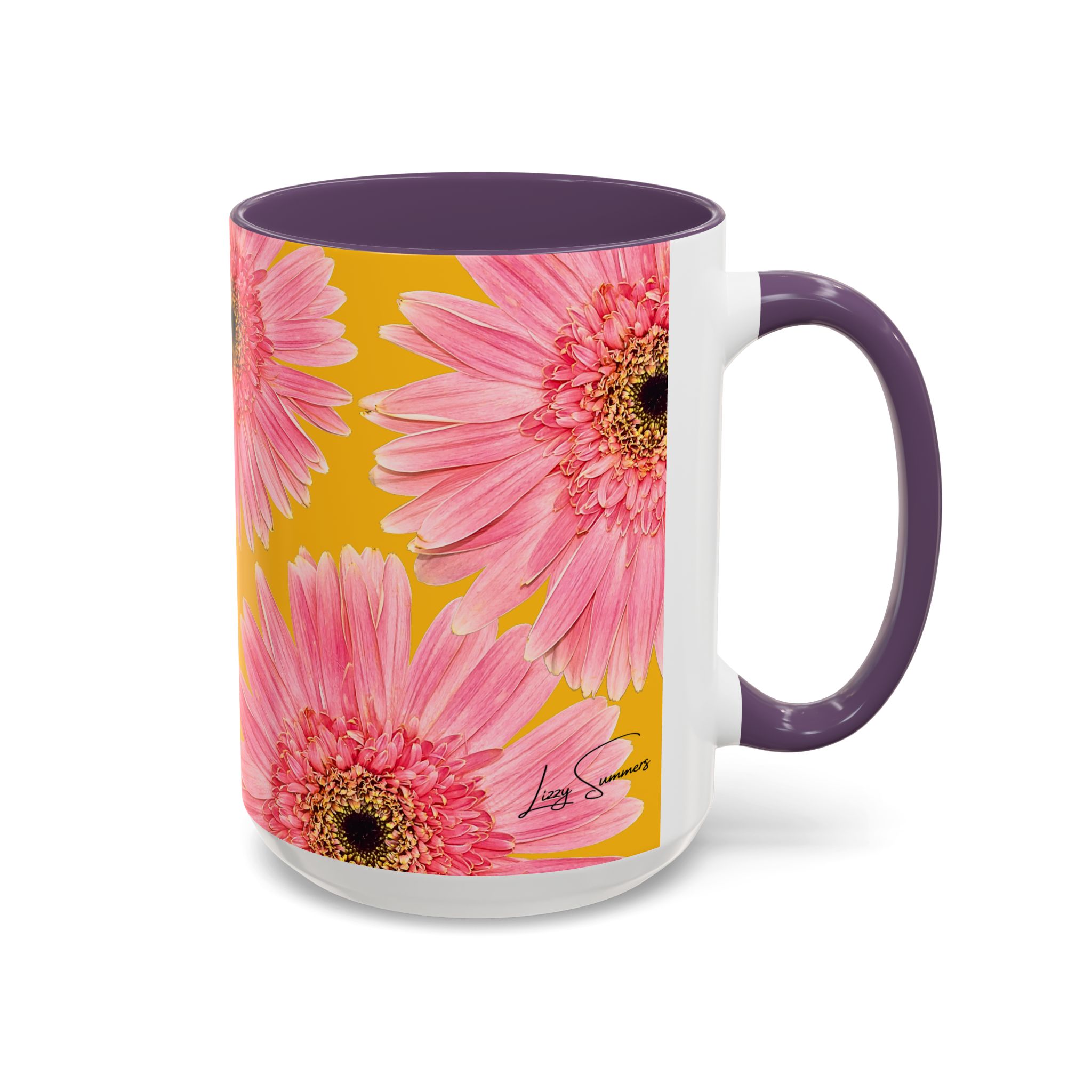 Pink Flower Yellow Accent Coffee Mug - Image 14