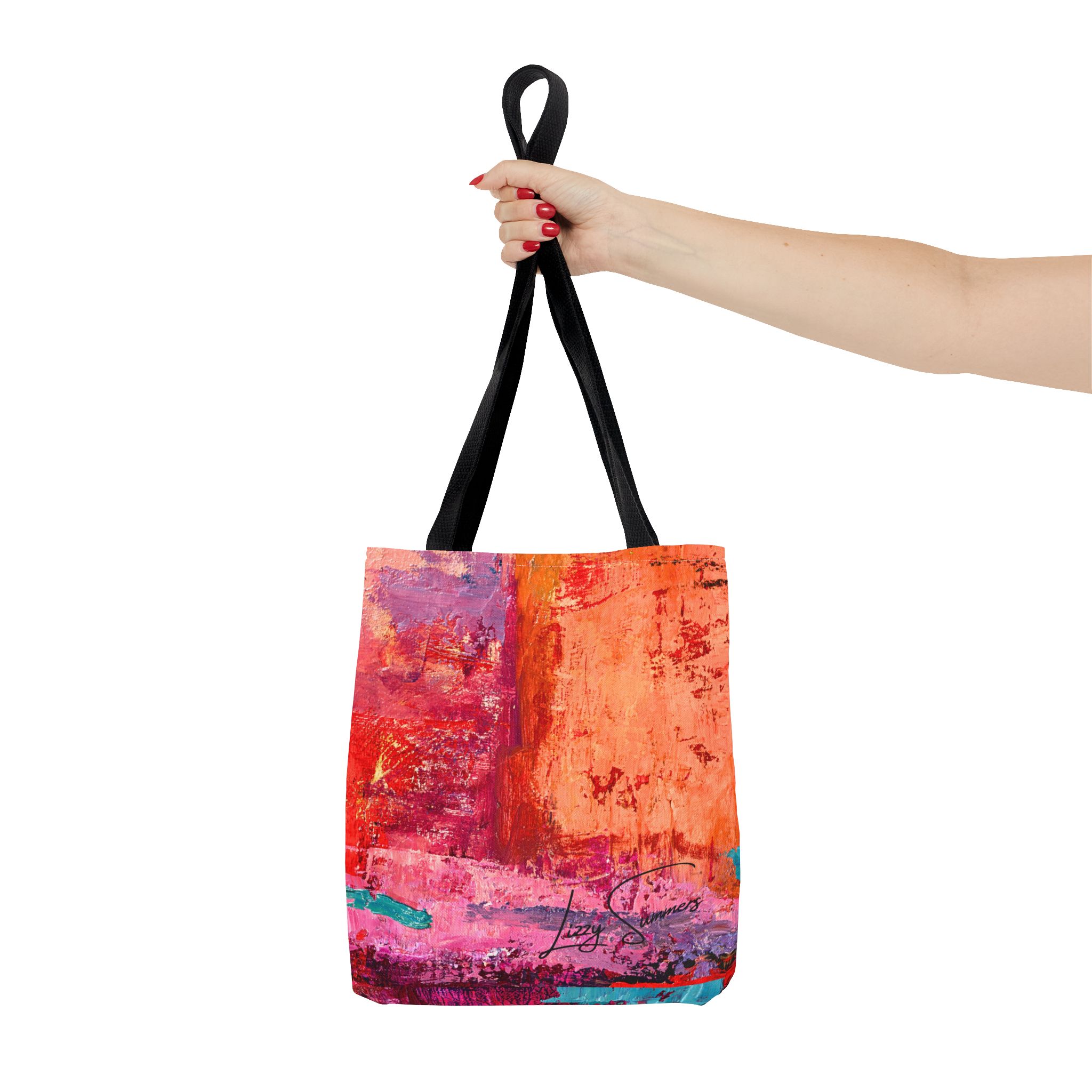 Warm Orange and Red Painterly Tote Bag - Image 4