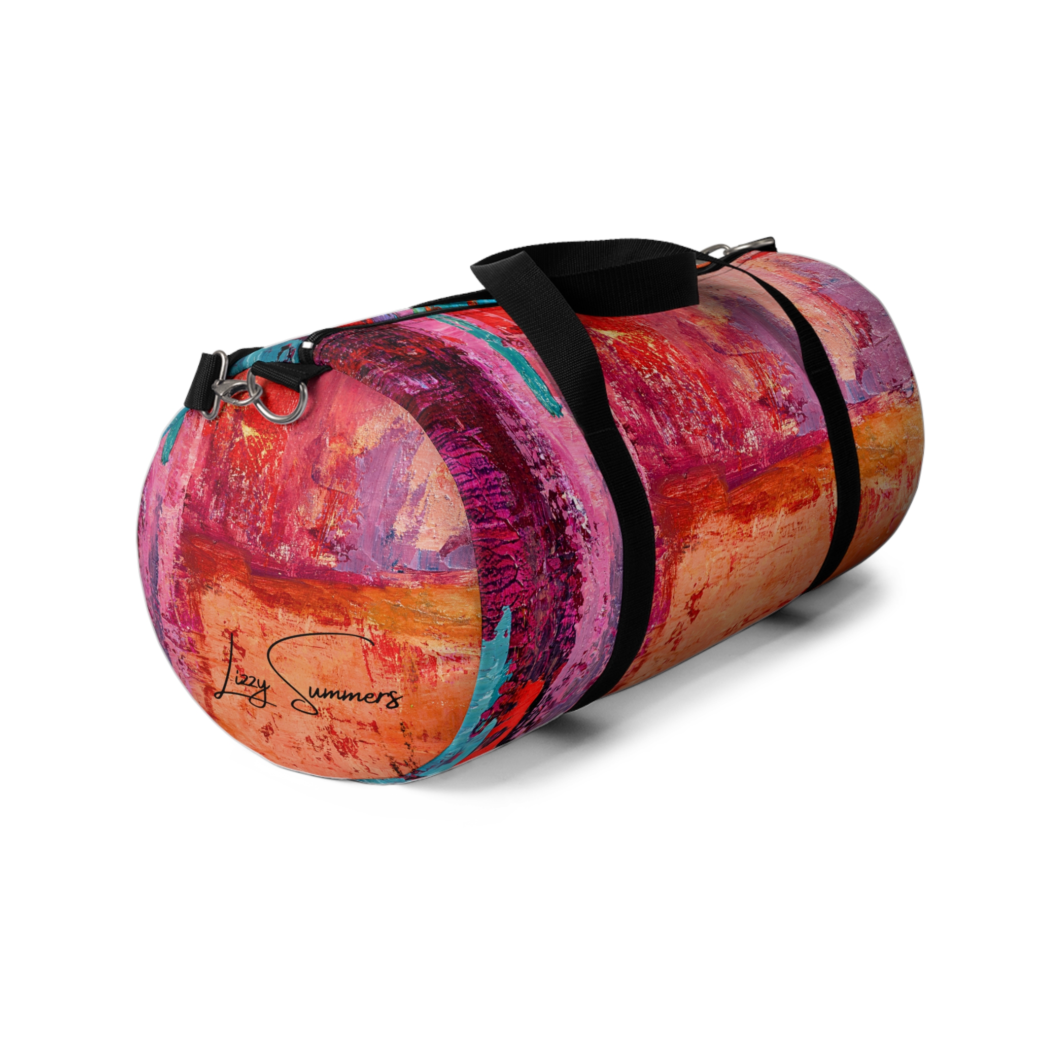 Warm Orange and Red Painterly Duffel Bag - Image 3