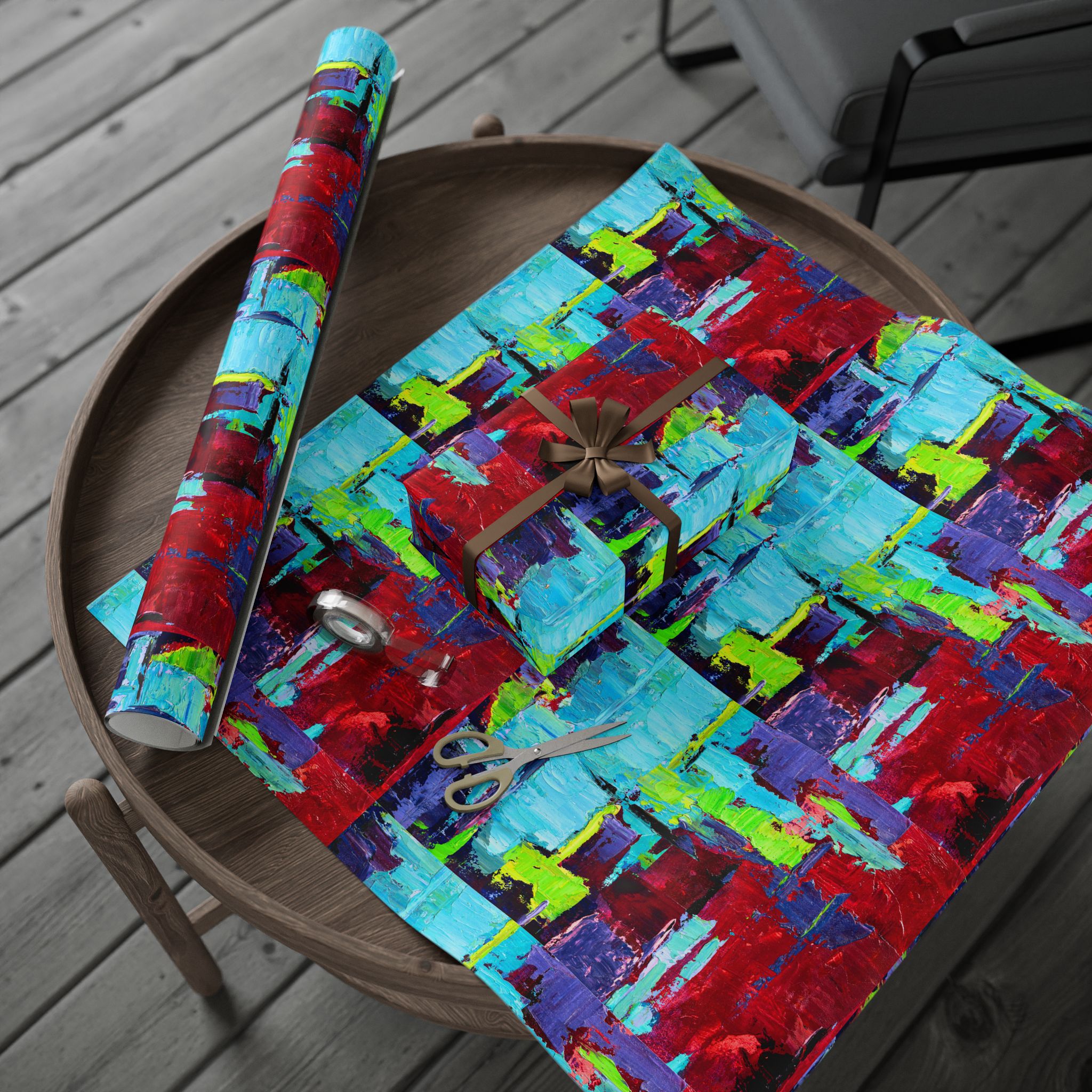 Wrapping paper Bold Red and Sky Blue Abstract Painterly - Image 20