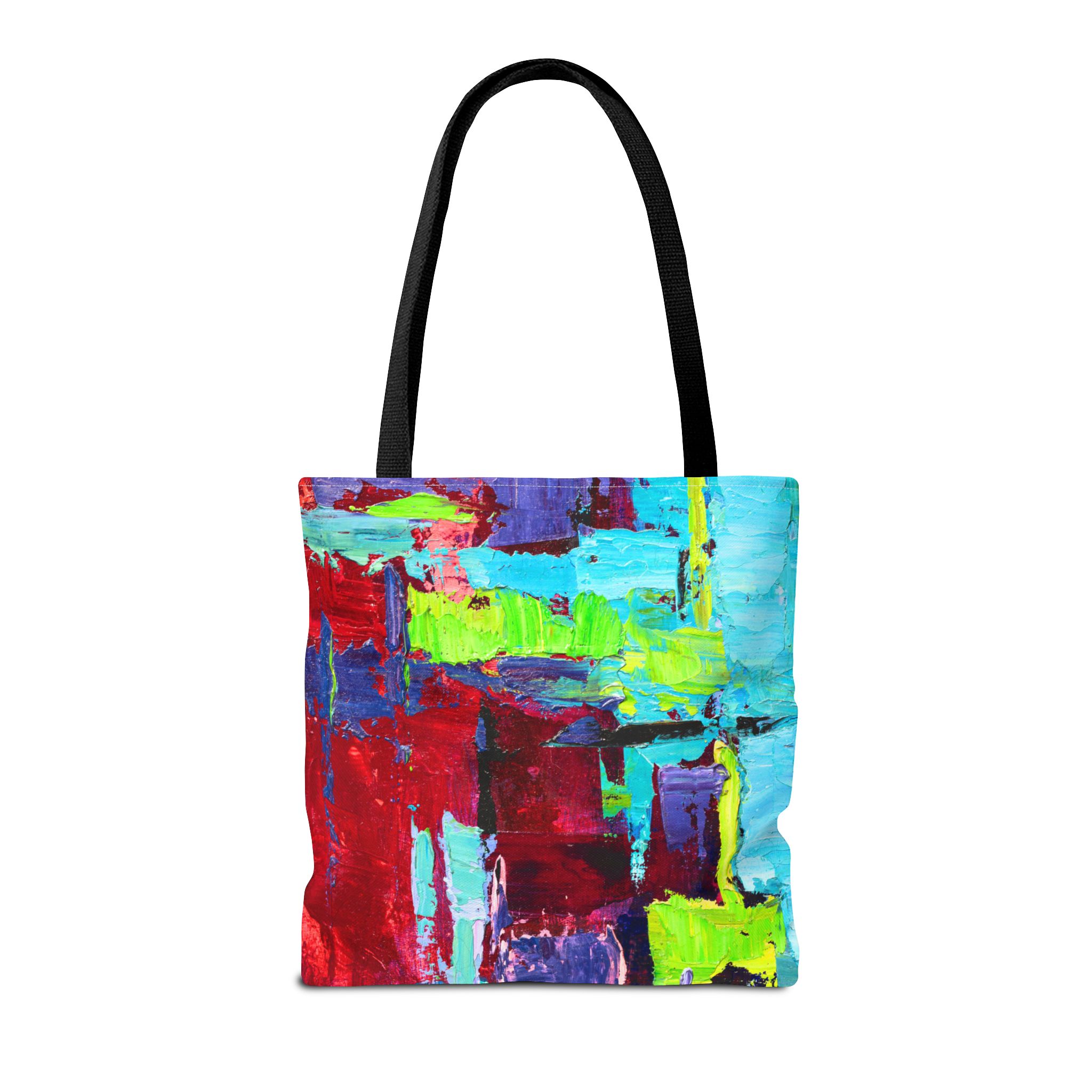 Abstract Painterly Deep Red and Sky Blue Tote Bag - Image 6