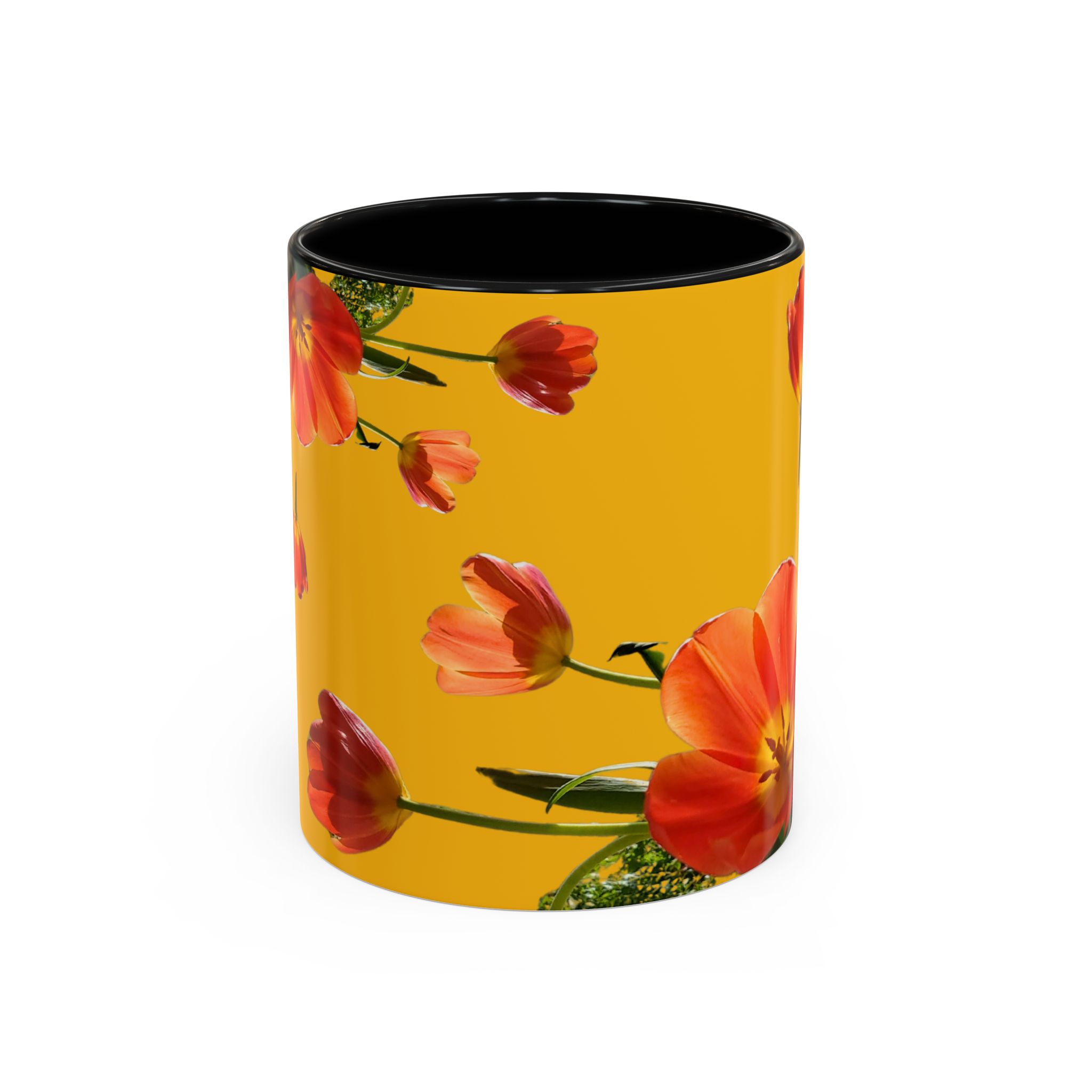 Mug, Cheerful Bright Tulips on Yellow Coffee Cup, Floral Tea Mug, Spring Flower Design, Gift for Gardener, Mother's Day Present, Kitchen - Image 2