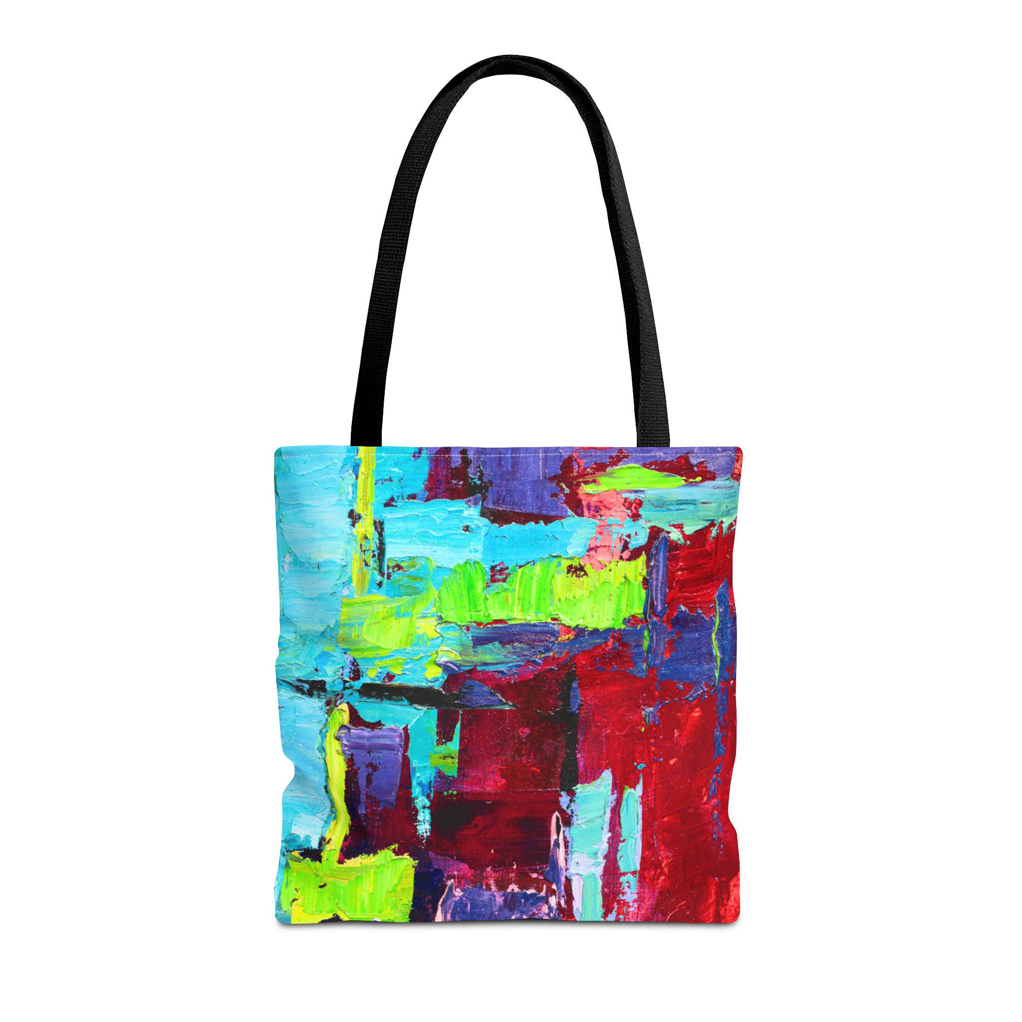 Abstract Painterly Deep Red and Sky Blue Tote Bag - Image 5