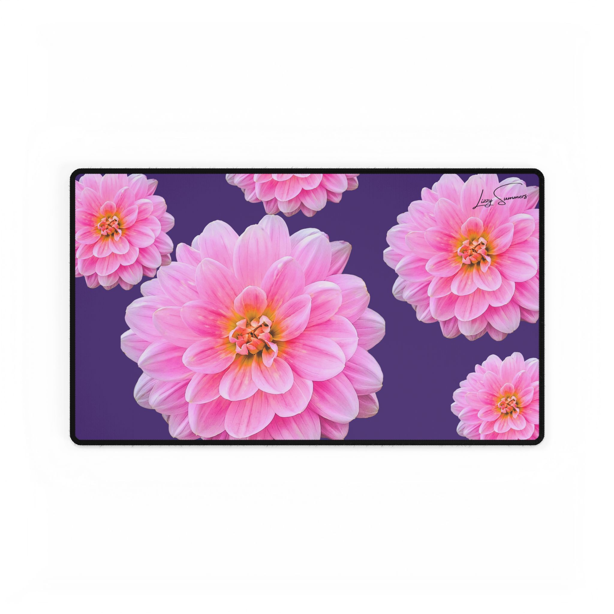 Pink Flower on Purple Dest Mat Desk Pad - Image 9